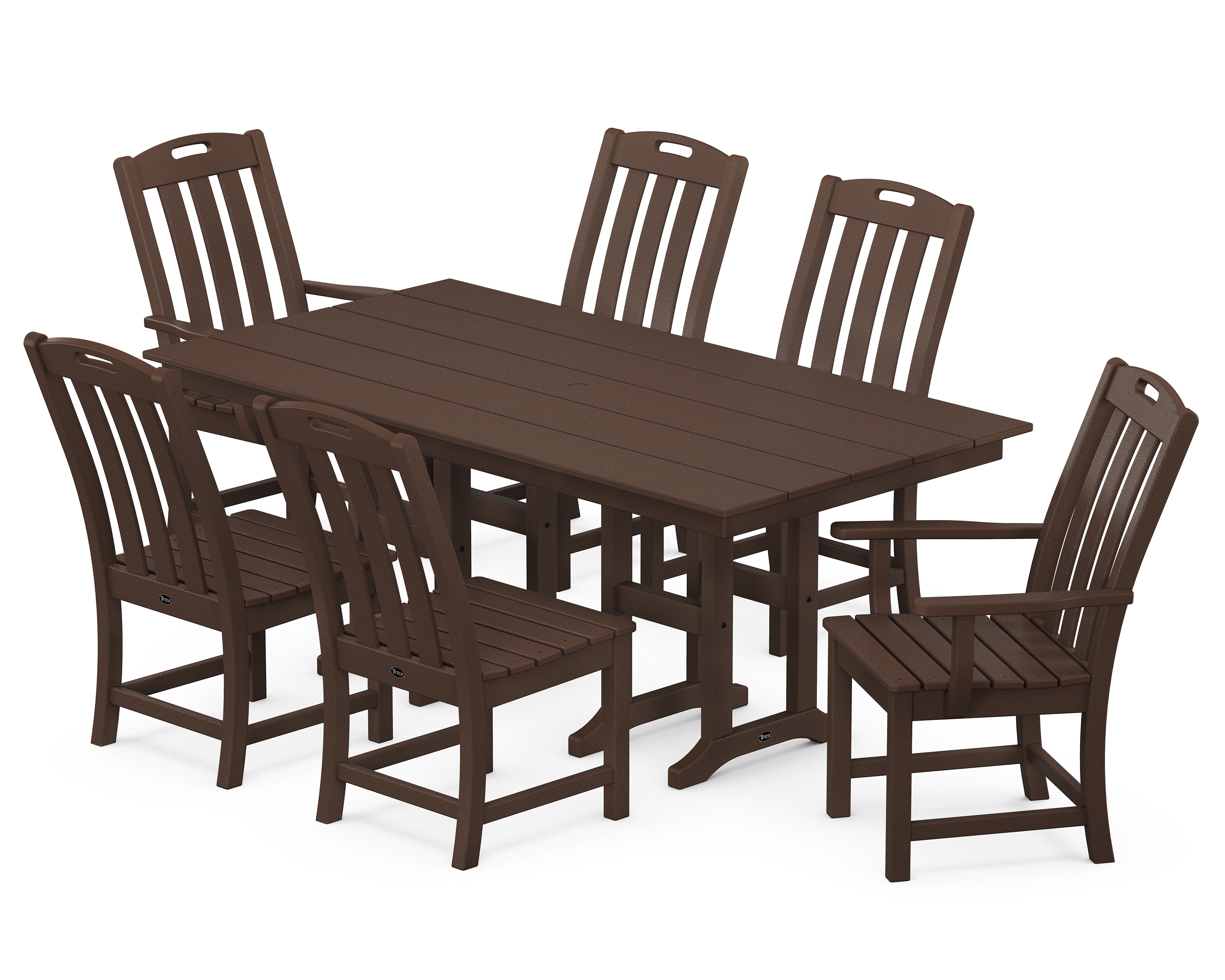 Trex Outdoor Furniture TXS669-1-VL Yacht Club 7 -Piece Vintage Lantern Patio Dining Set Plastic Rectangle Table with 6 Stationary Chairs