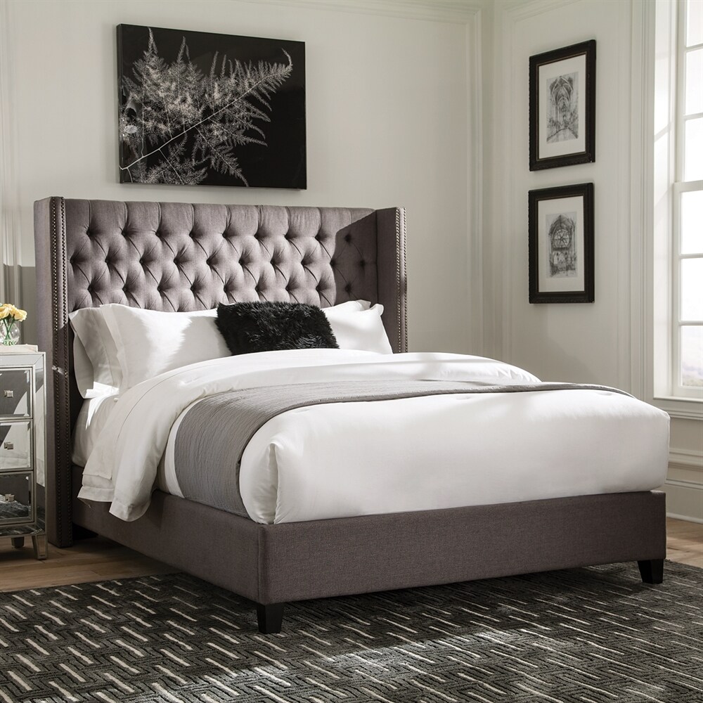 Grey King Upholstered Bed in the Beds department at Lowes.com