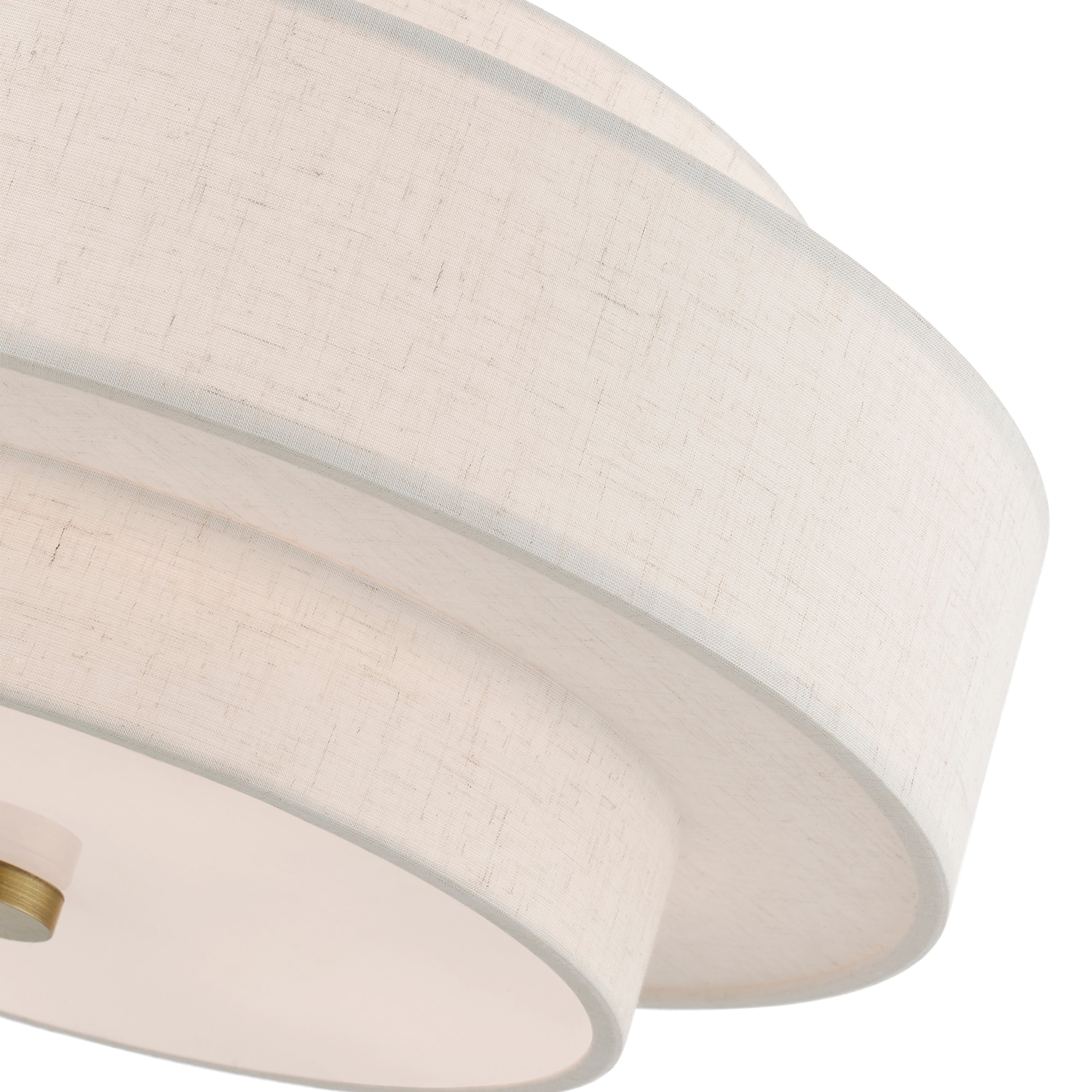 Mini Monroe Antique Brass 4-Light Drum Pendant with Oatmeal Shade