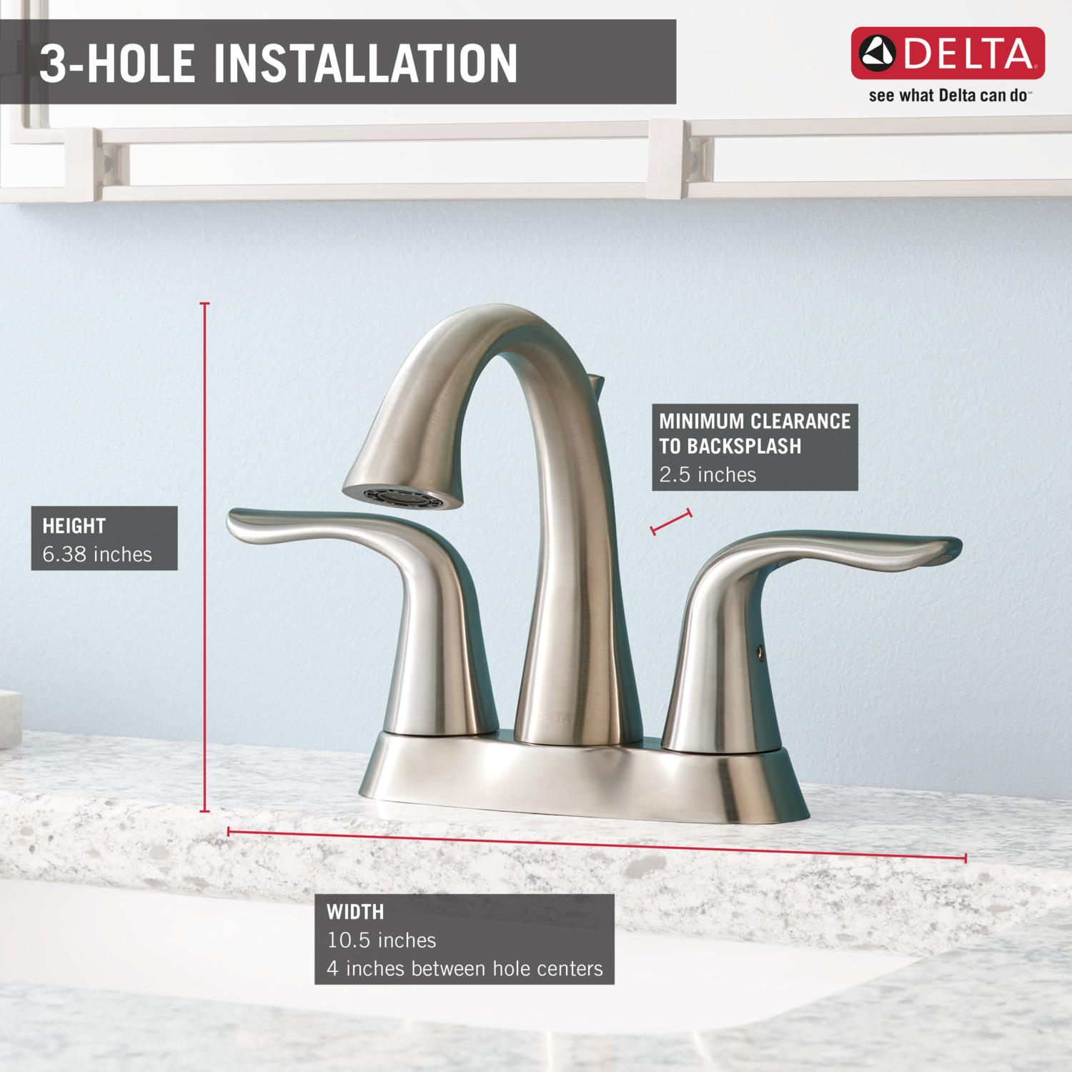 Delta Lahara Stainless 4-in centerset 2-Handle WaterSense Bathroom 