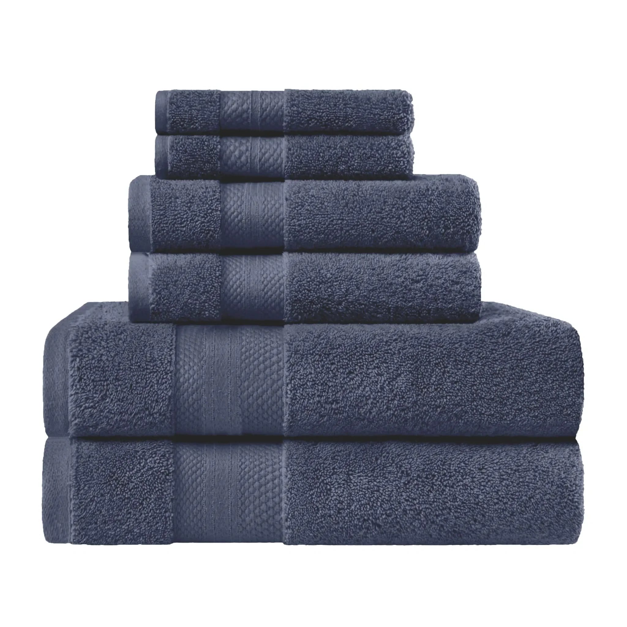 Slickblue 6 Piece Turkish Cotton Quick Dry Terry Bath Towel Set for Home Bathroom Guest Bathroom Vacation Home Multiple Color Options