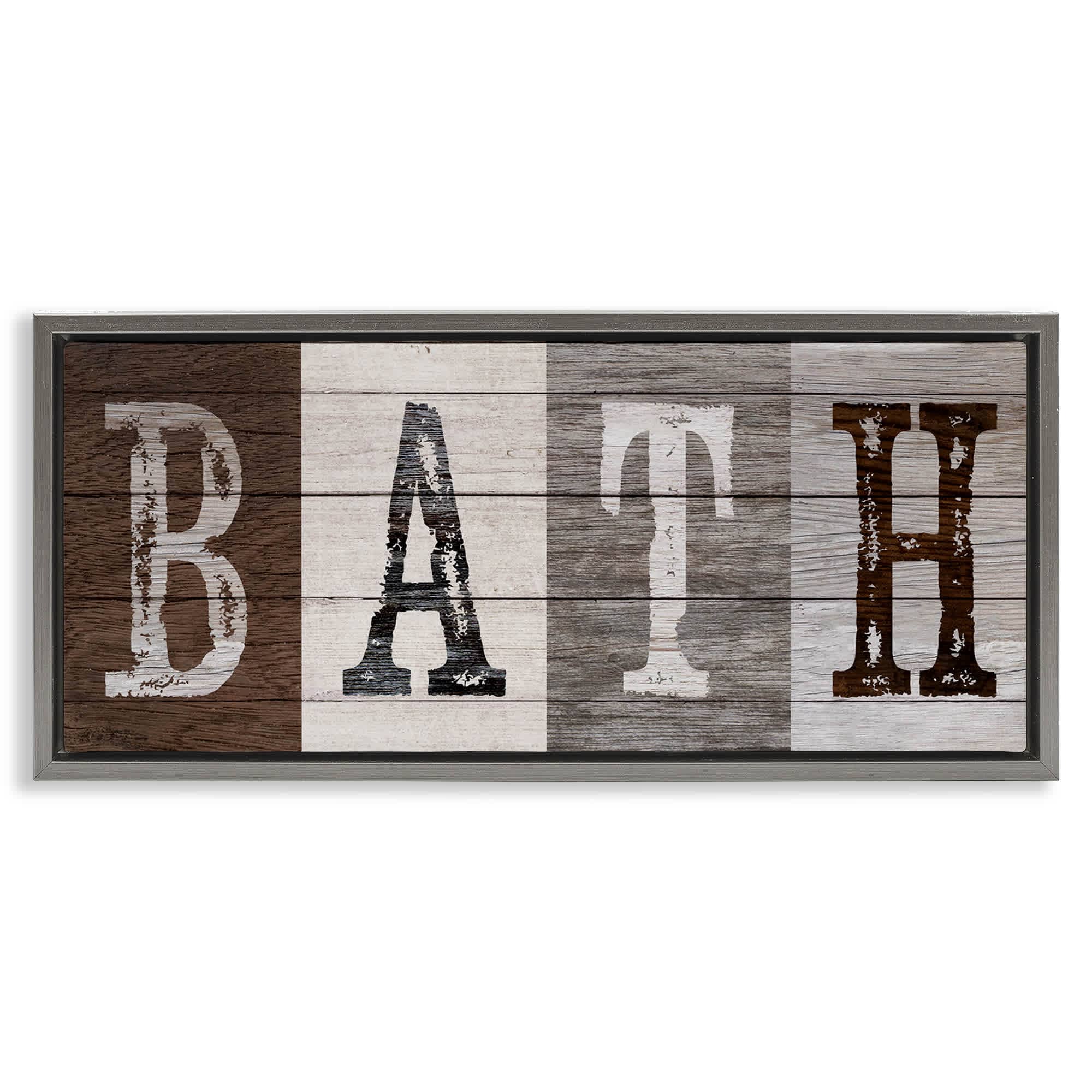 Stupell Industries BT-951-FFL-13X30 Rustic Bath Letters Floating Frame design by Susan Arnot