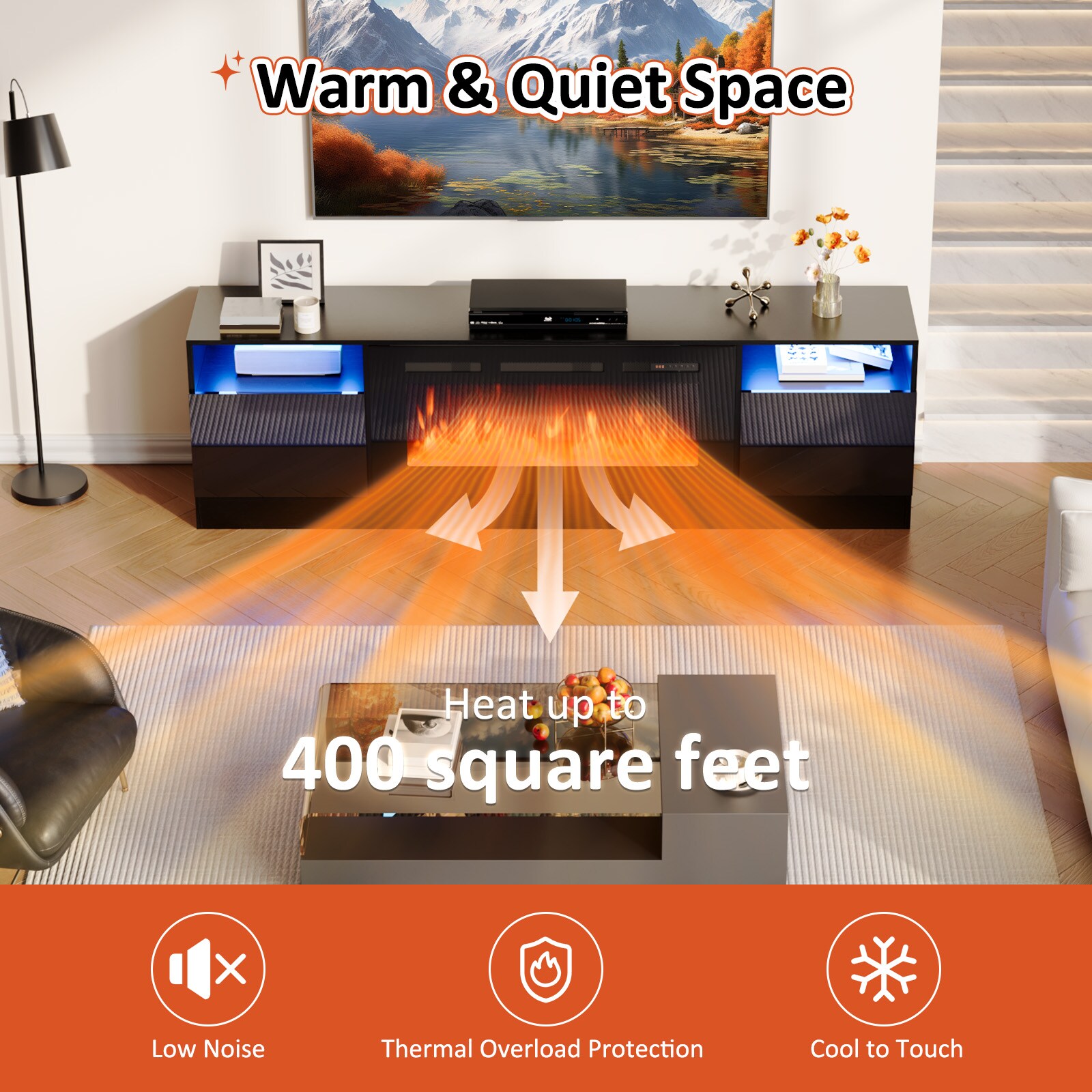 Bapipro TE12A70B Electric-Fireplaces - View #4
