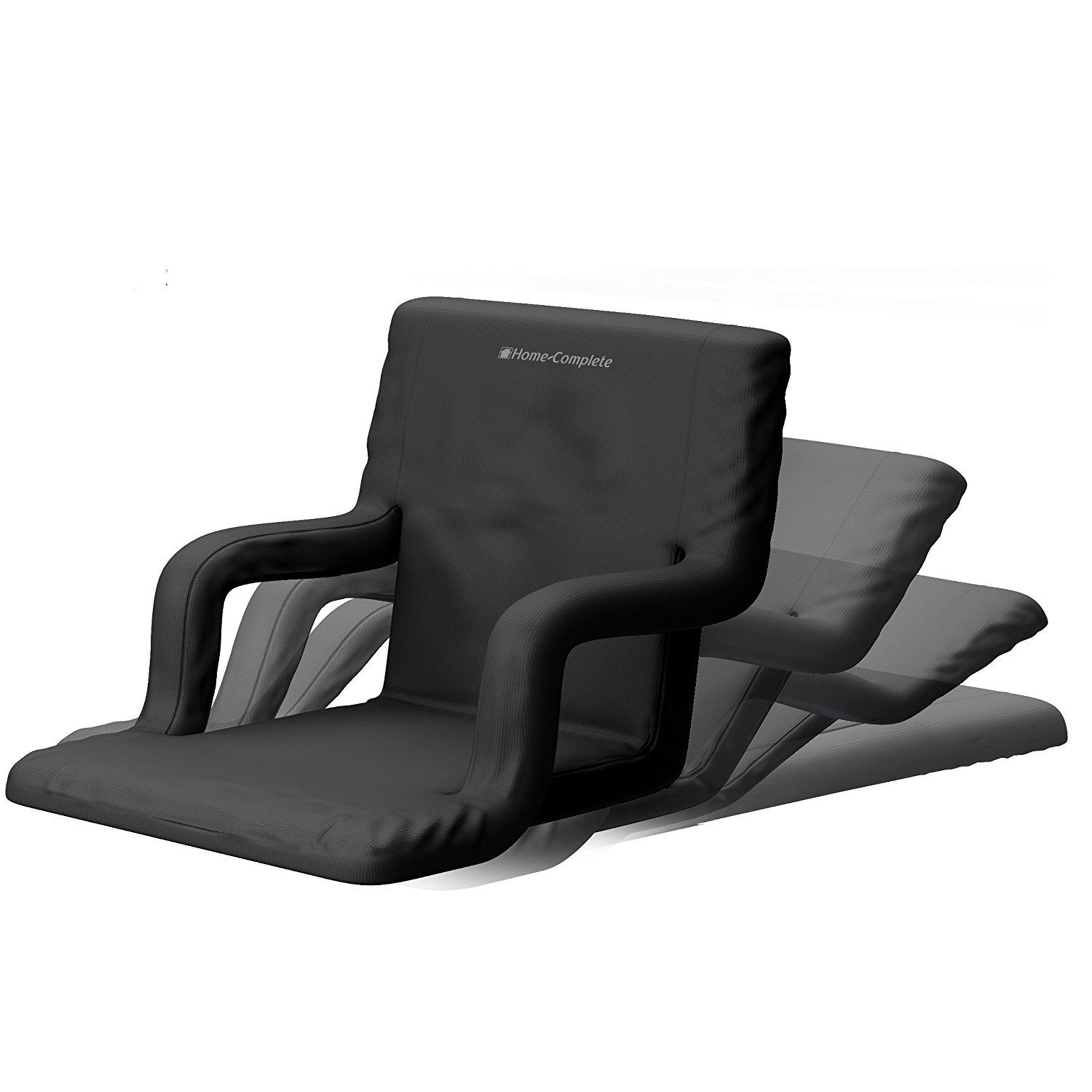 Black Polyester Stadium Seats with Padded Back Support, 2-Pack