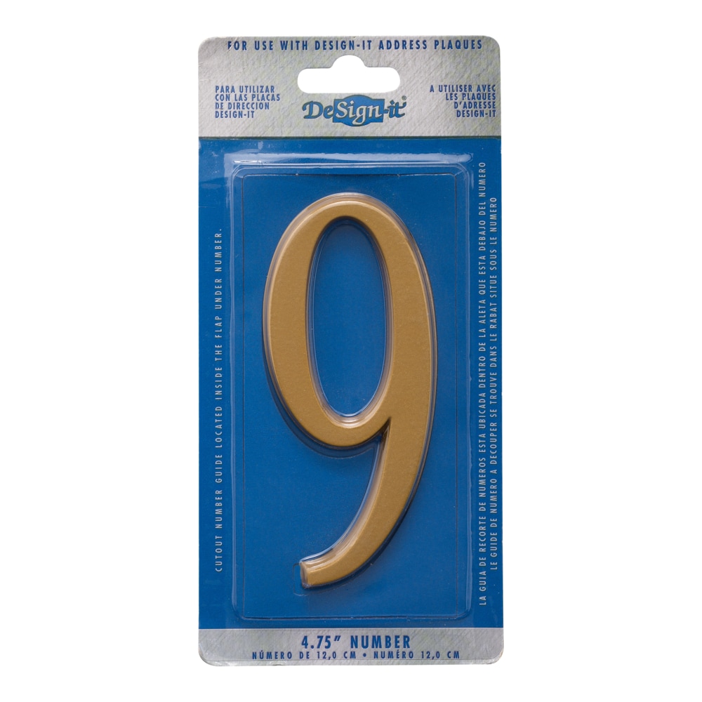 DeSign-it 11219 4-3/4-in Satin Brass Number 9
