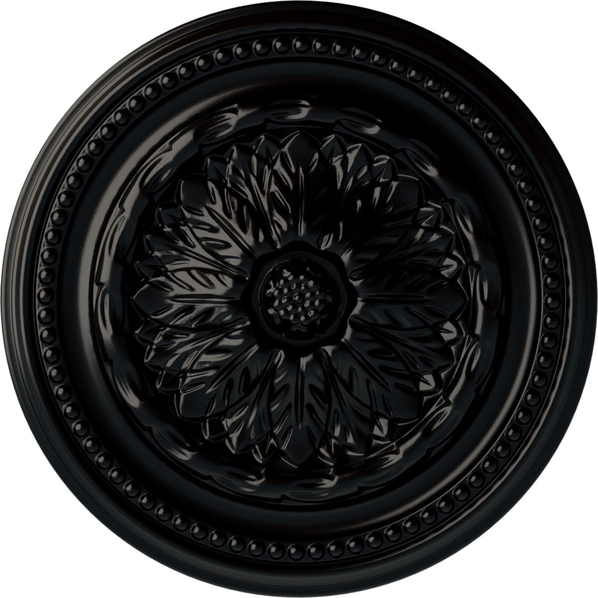 Ekena Millwork CM15CHBLF Chester 15.75-in W x 15.75-in L Painted Jet Black Polyurethane Whole Ceiling Medallion