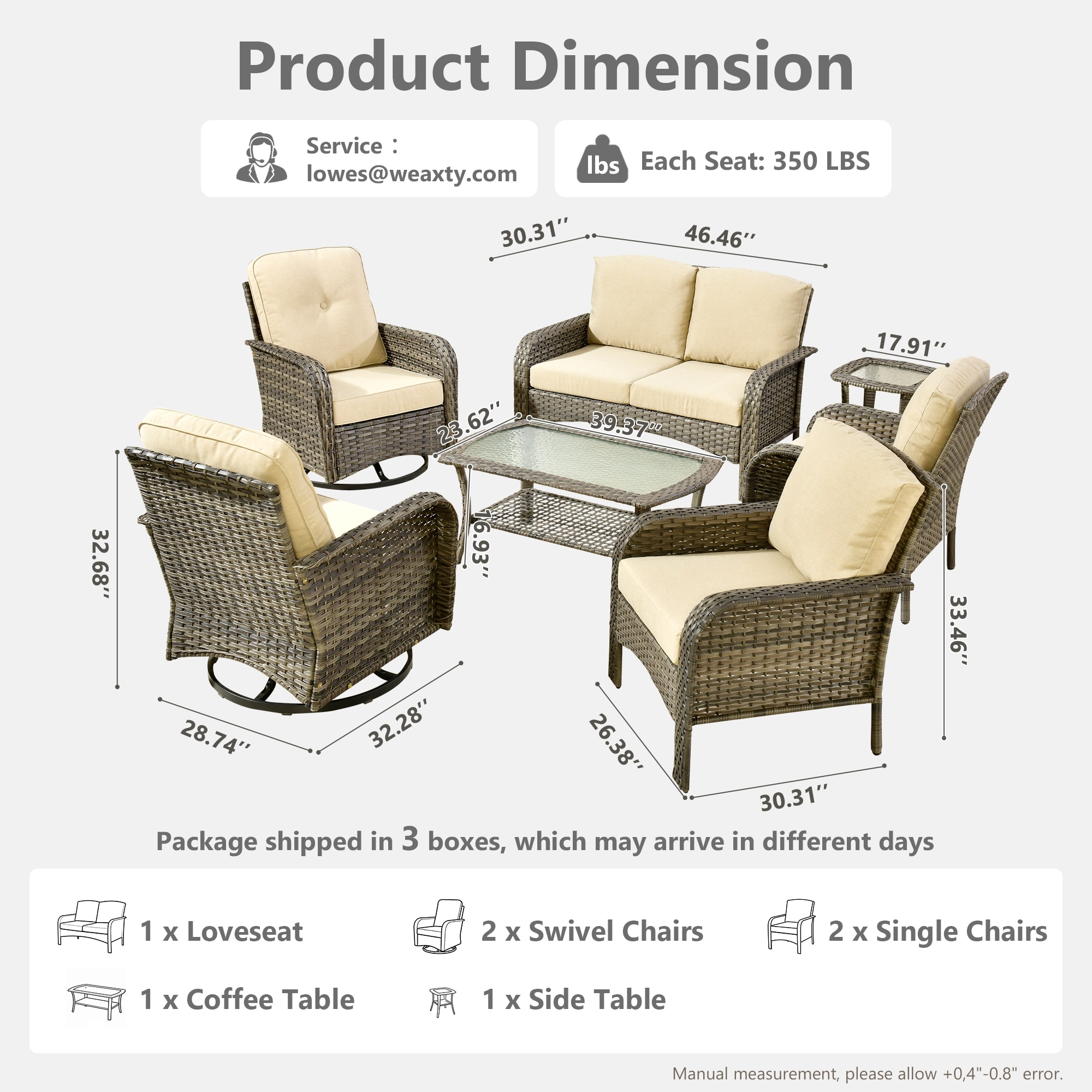 weaxty HMBYZGNCGNDS600S71 Patio-Conversation-Sets - View #8