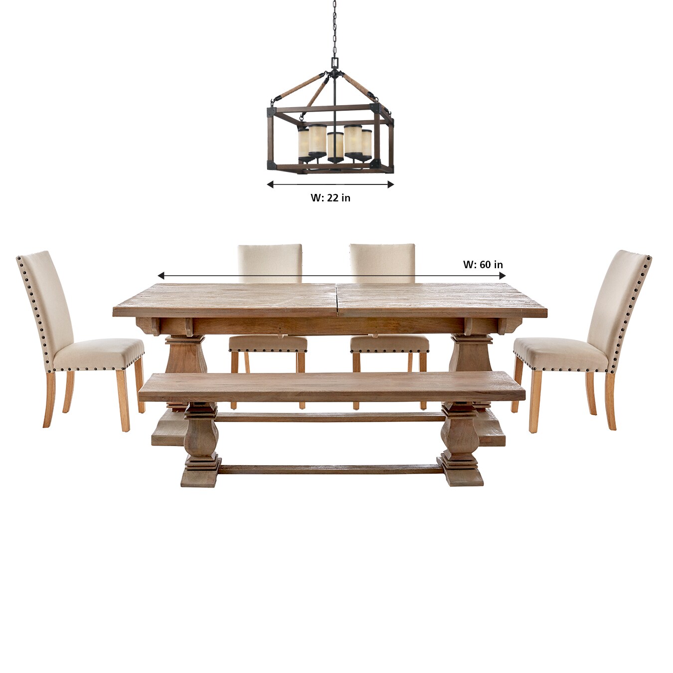 Stardust Finish 5-Light Chandelier with Creme Parchment Glass Shades