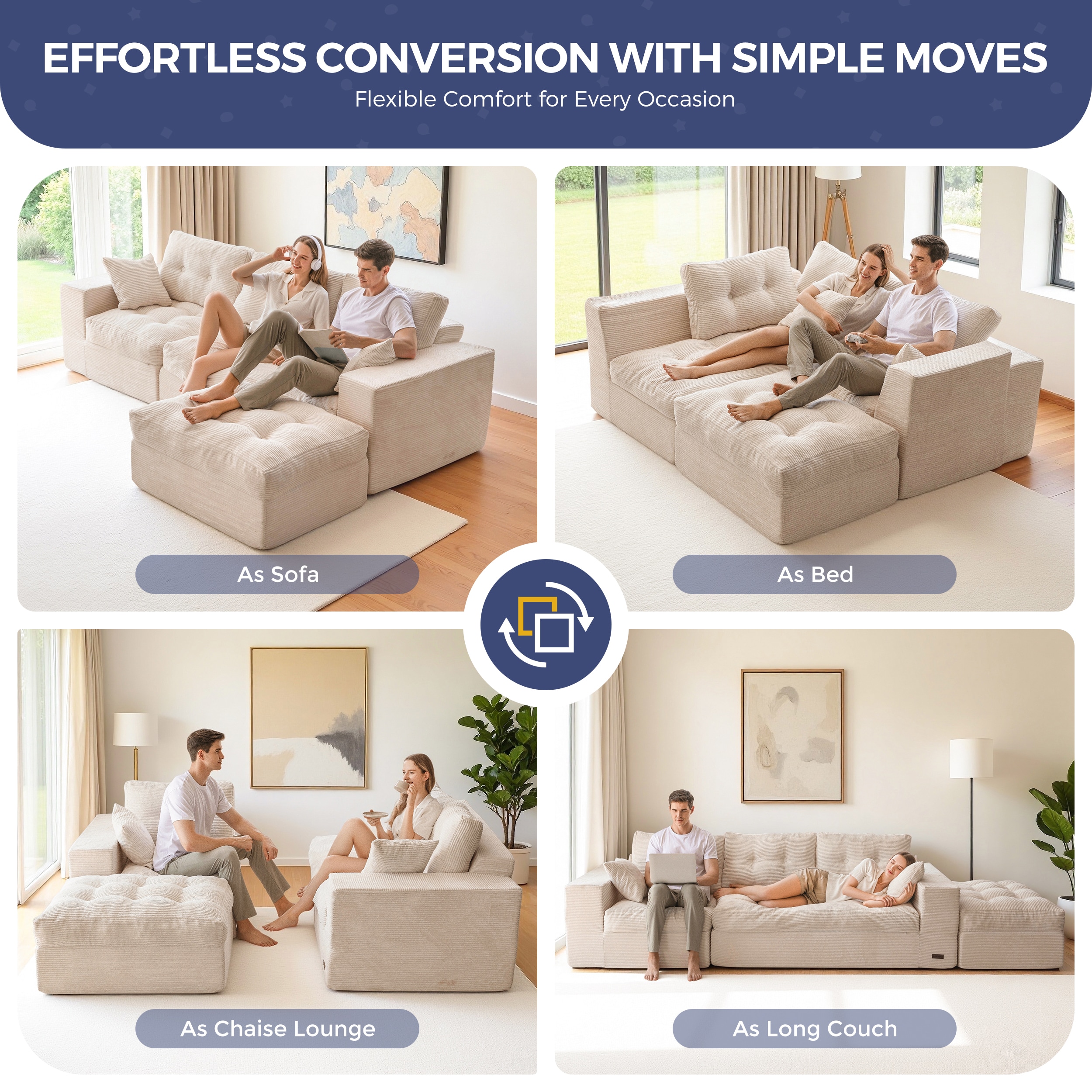 MAXYOYO M1-A121-BEIGE+104 Sofas-Loveseats - View #5