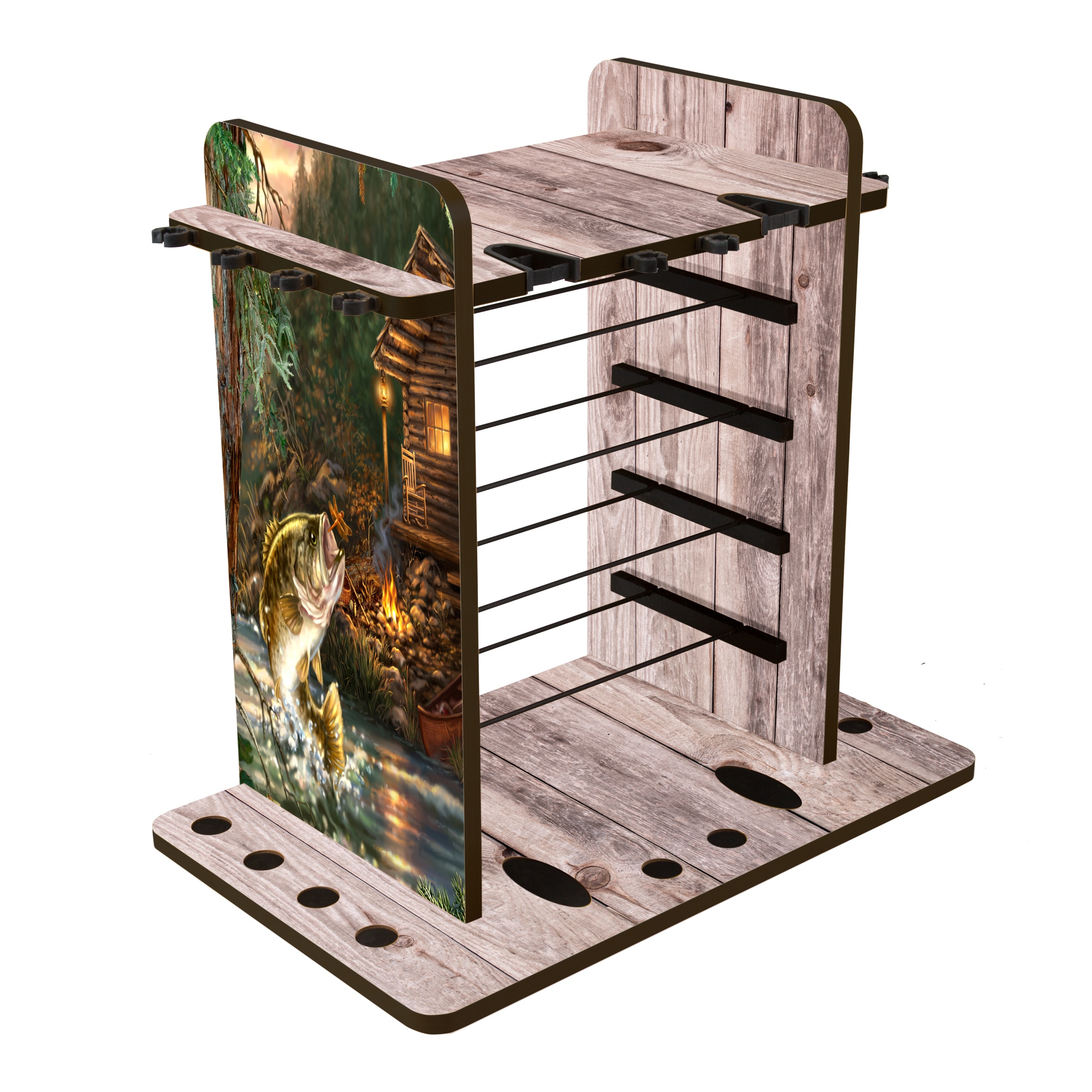 Rush Creek Creations 38-3009 Fishing Rod Floor Rack Fishing storage cabinet