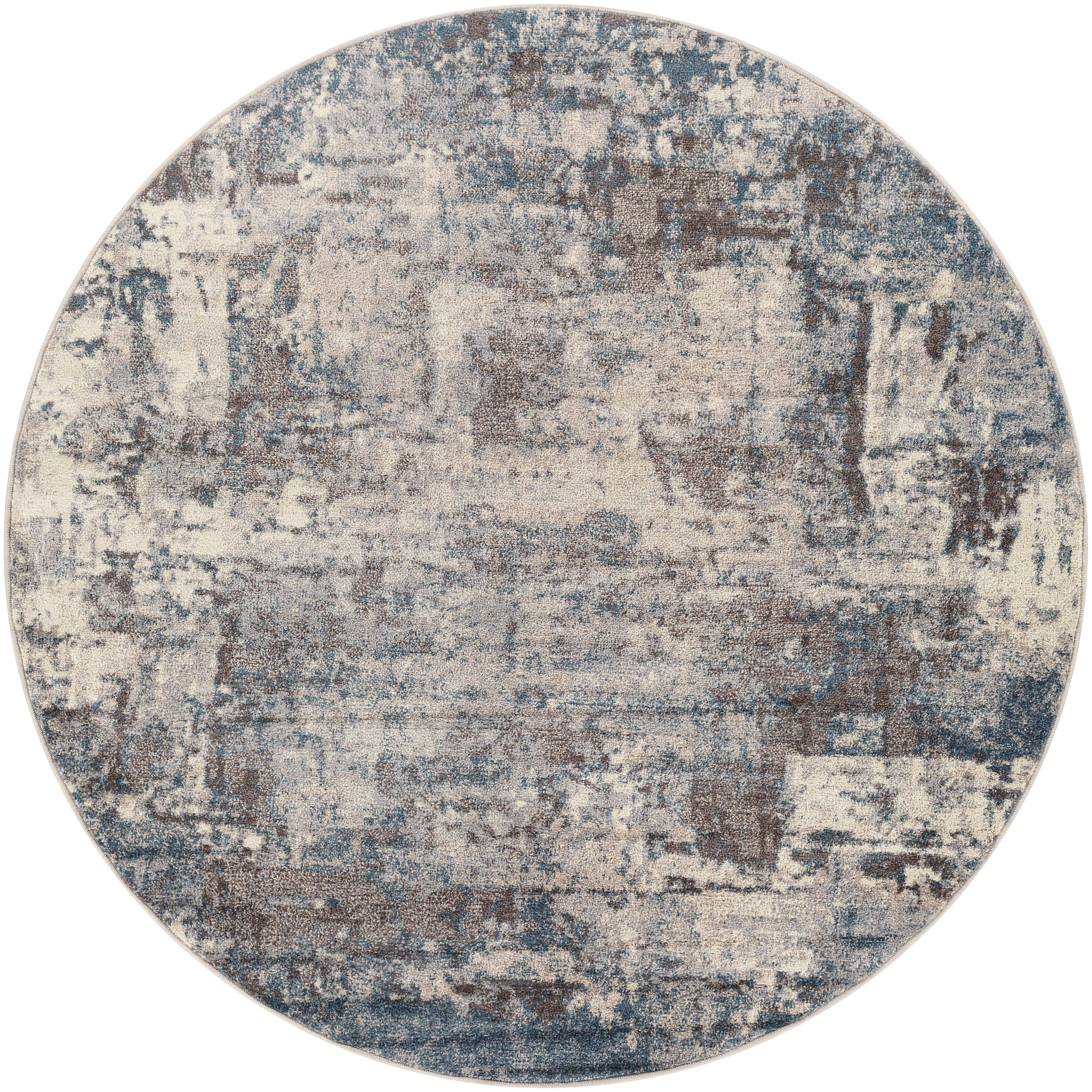 Livabliss AKR2307-67RD Ankara 6 x 6 (ft) Polypropylene Teal Round Indoor Abstract Mid-Century Modern Area rug