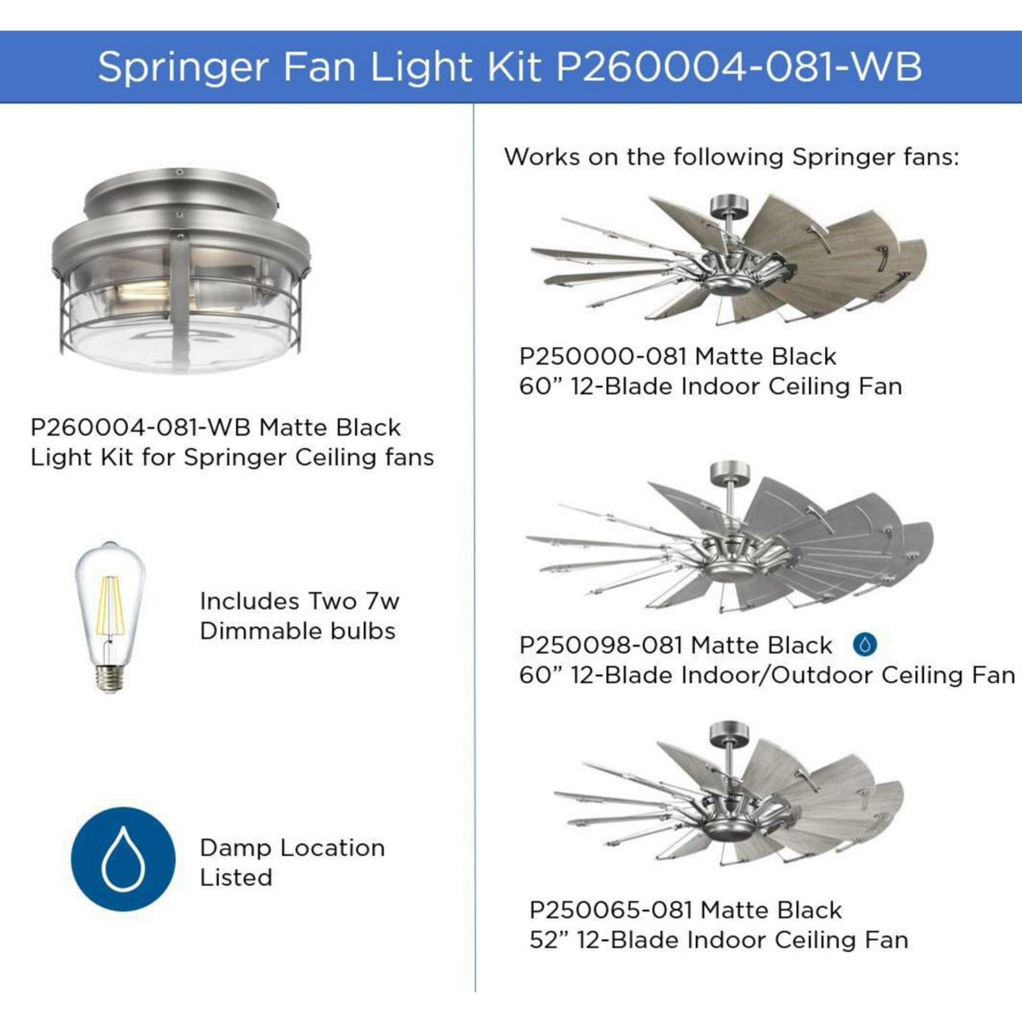 Progress Lighting P260004-081-WB Ceiling-Fan-Blade-Arms - View #8