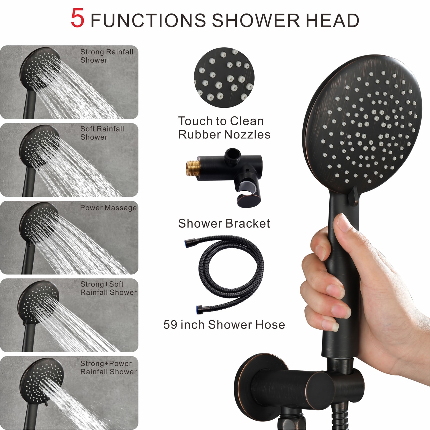 Pouuin Ob Matte Black Waterfall Shower Faucet Bar System with 4-way  Diverter Valve Included in the Shower Systems department at