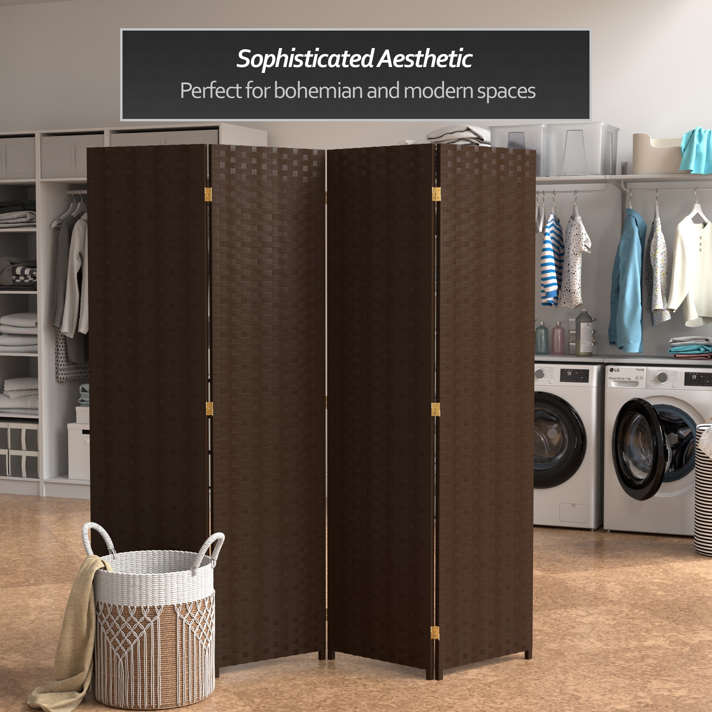 Oriental Furniture SSFIBER-4P-DMOC Indoor-Privacy-Screens - View #4