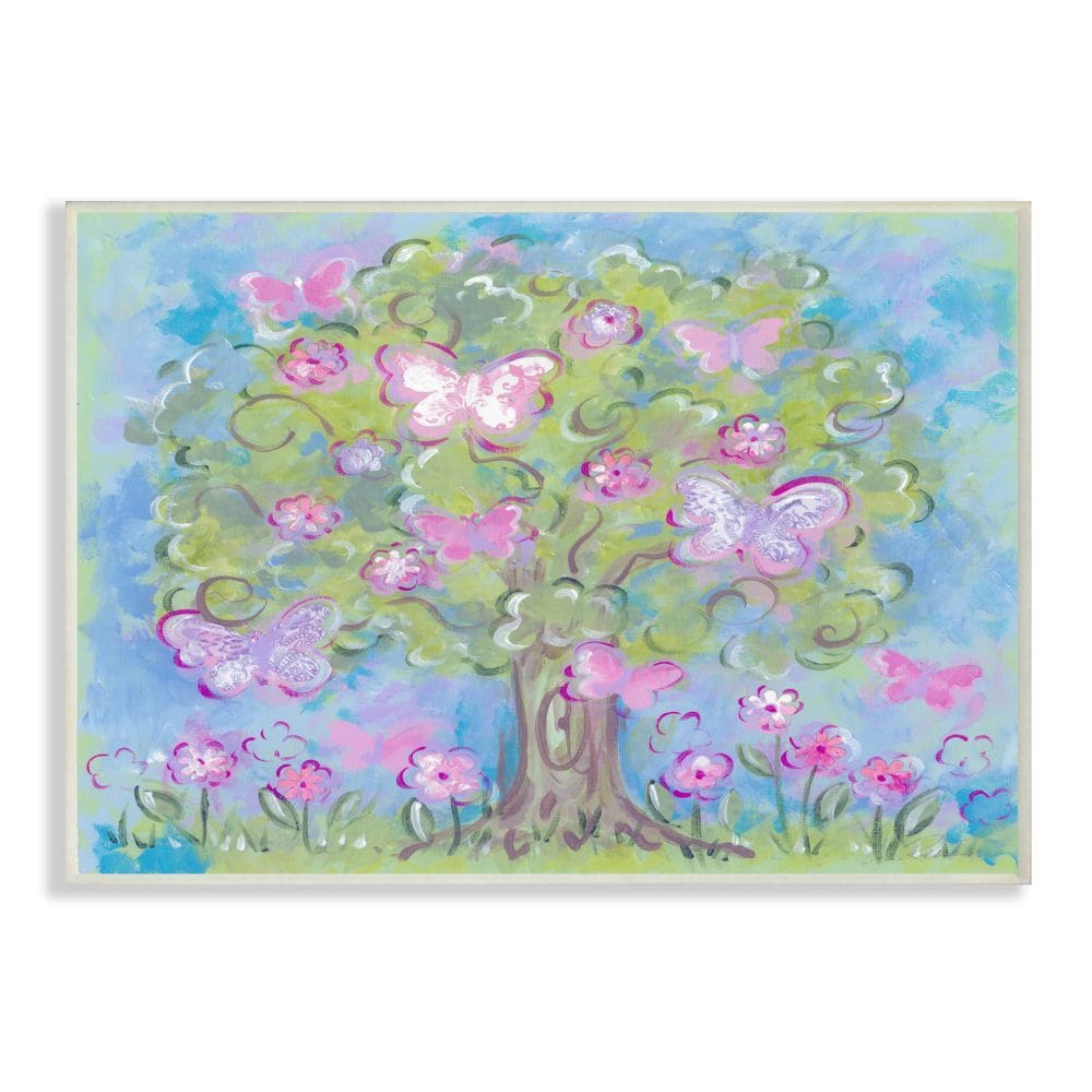 Stupell Industries Pastel Butterfly Tree Reesa Qualia 15-in H x 10-in W ...