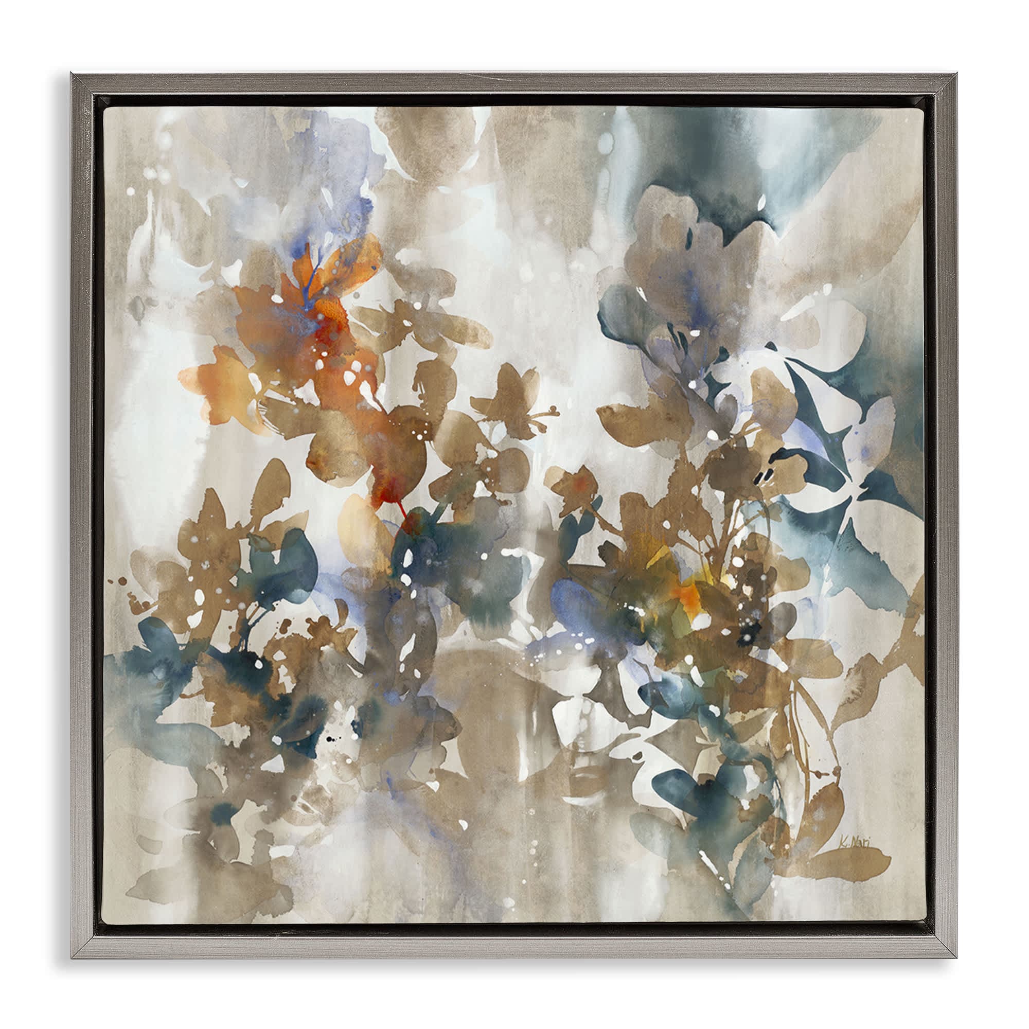 Stupell Industries BS-626-FFL-17X17 Solemn Neutral Botanicals Gray Framed Floater Canvas Wall Art By K. Nari 18 x 18
