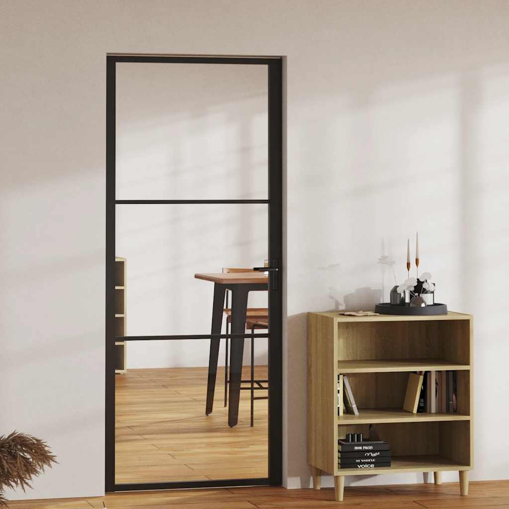 Tinyhomie Interior Door ESG Glass and Aluminum 32.7 in. x 79.3 in. Black