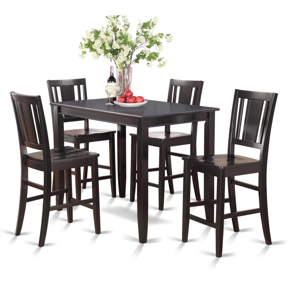 East West Furniture Buckland Black Casual Dining Room Set with ...