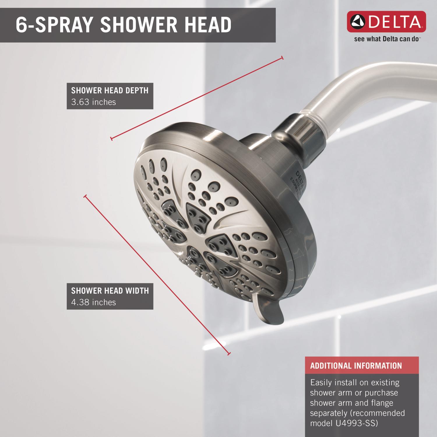 Delta Chrome Round Fixed Shower Head 2.5-GPM (9.5-LPM) in the