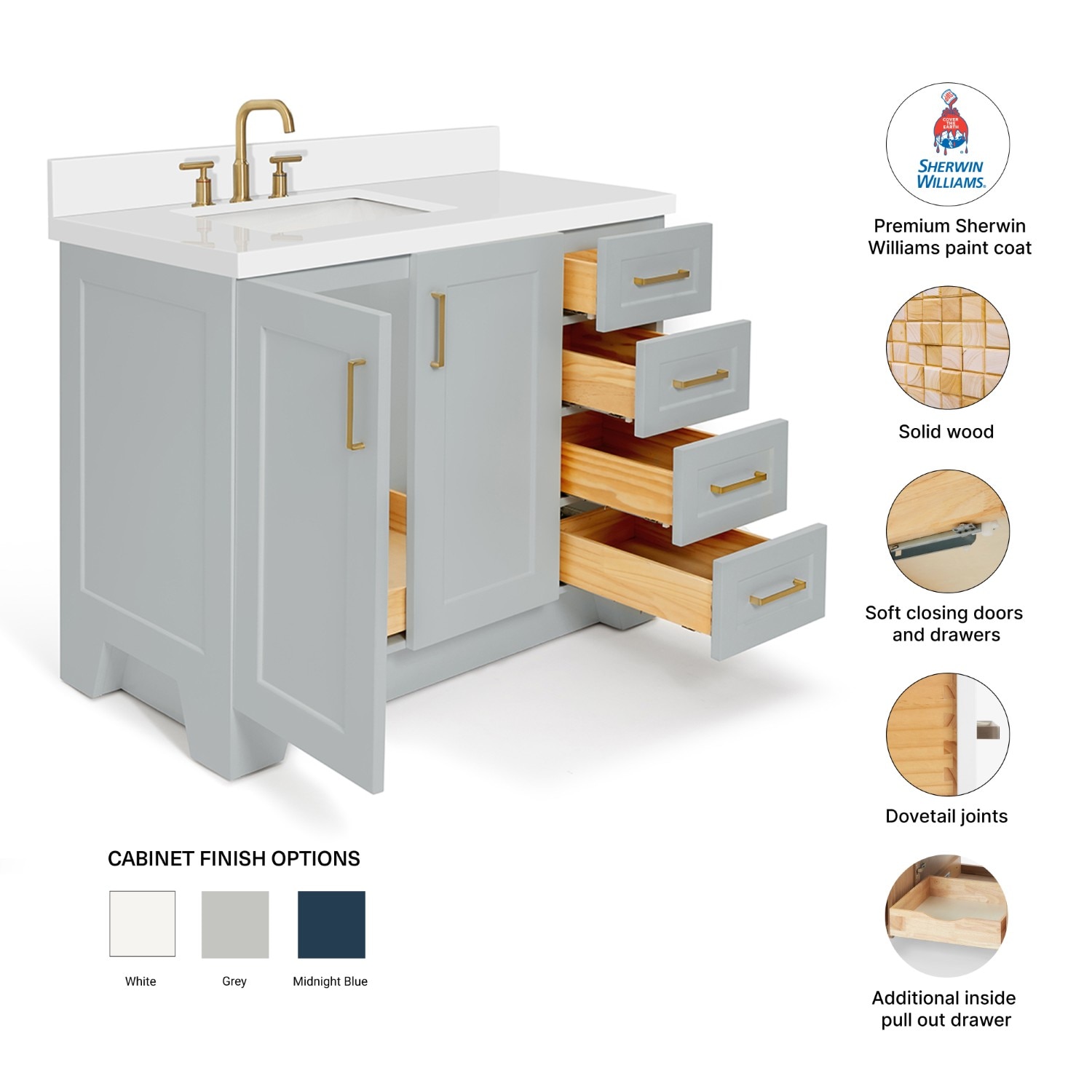 ARIEL Q043SLWQRVOGRY Bath-Vanity-Combo - View #5