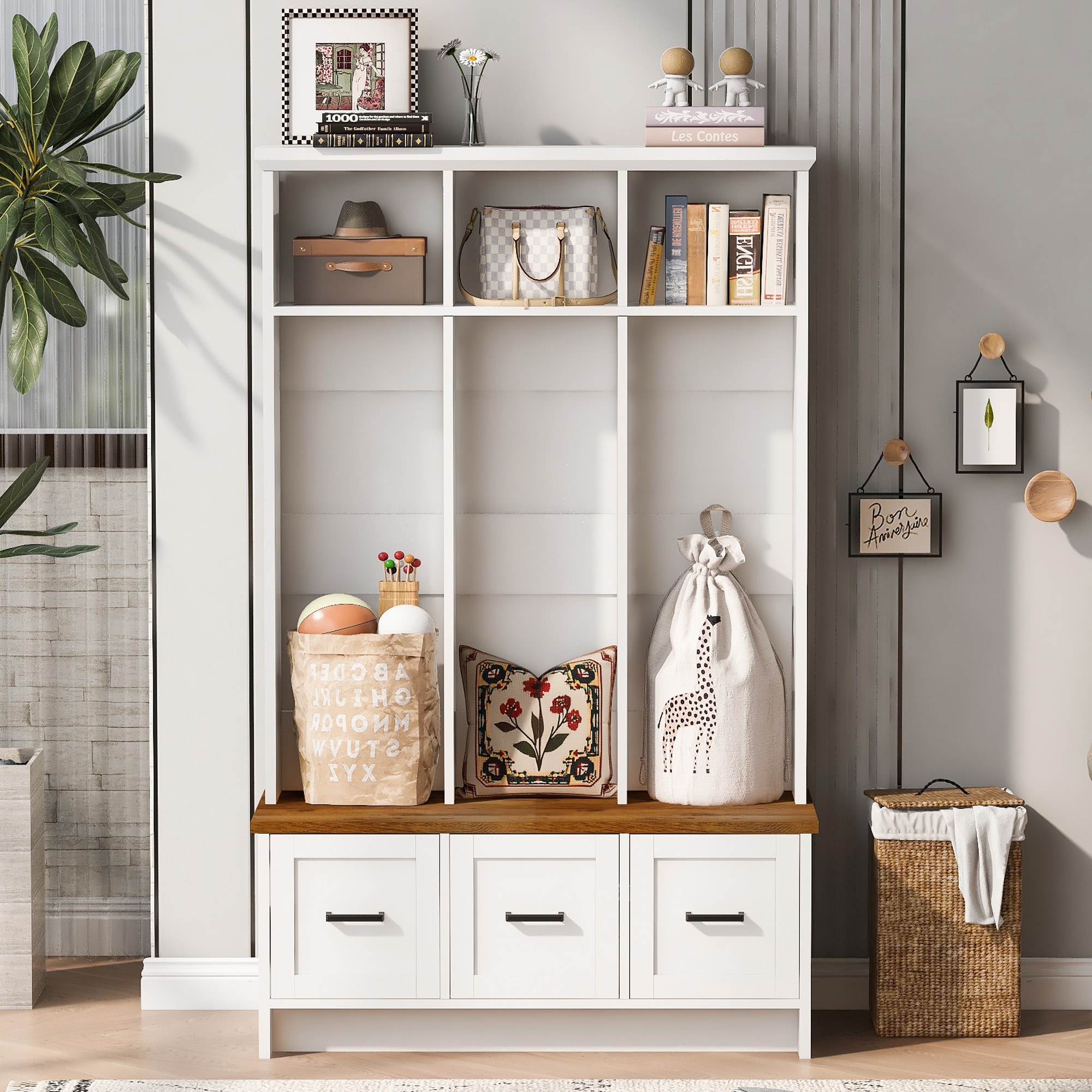 JIMSMAISON JMUCHT14W Modern 40.2-in White Composite Hall Tree