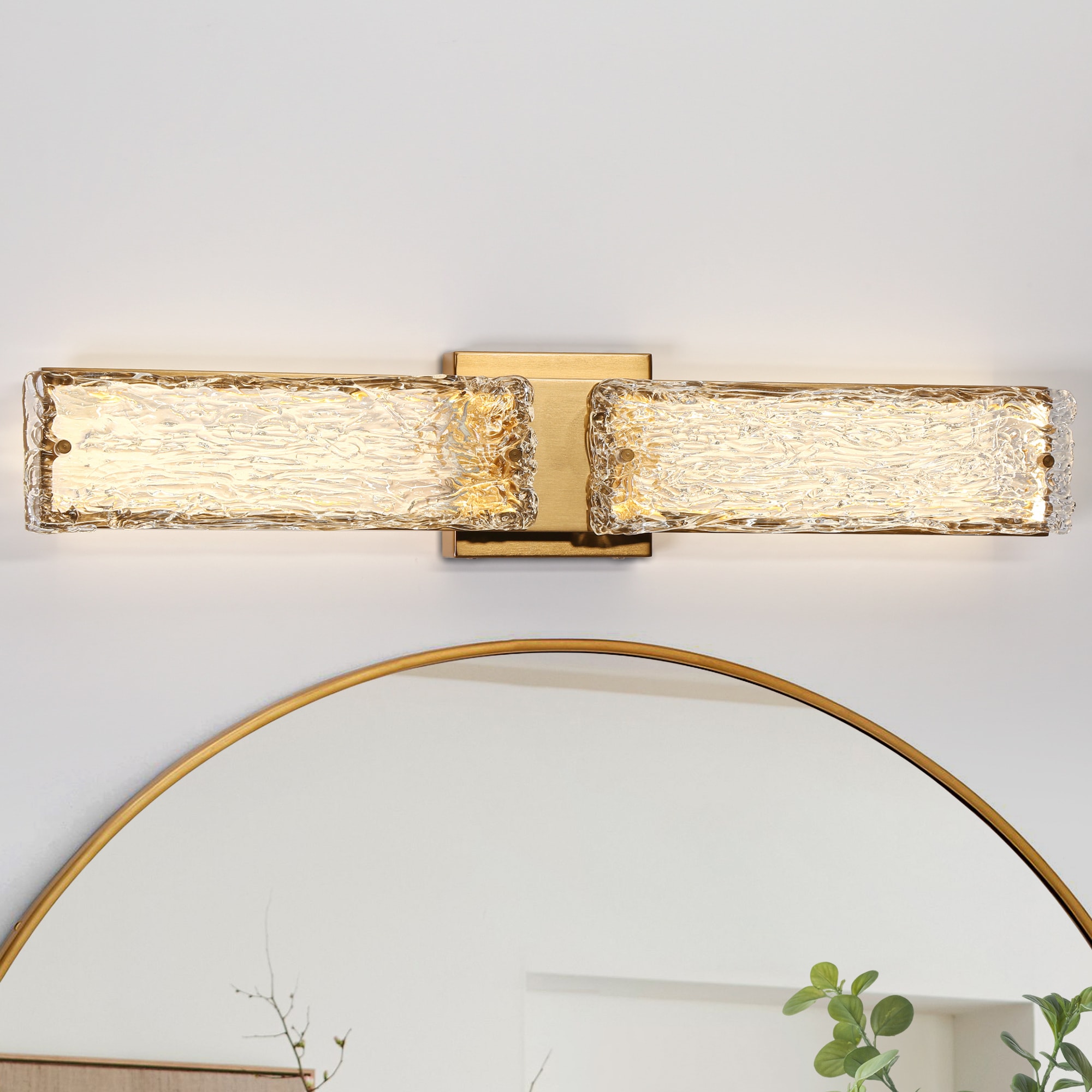 LNC HA0517401 Iatreia 24.6-in W 1 -Light Matte Gold Integrated LED Wall Sconce