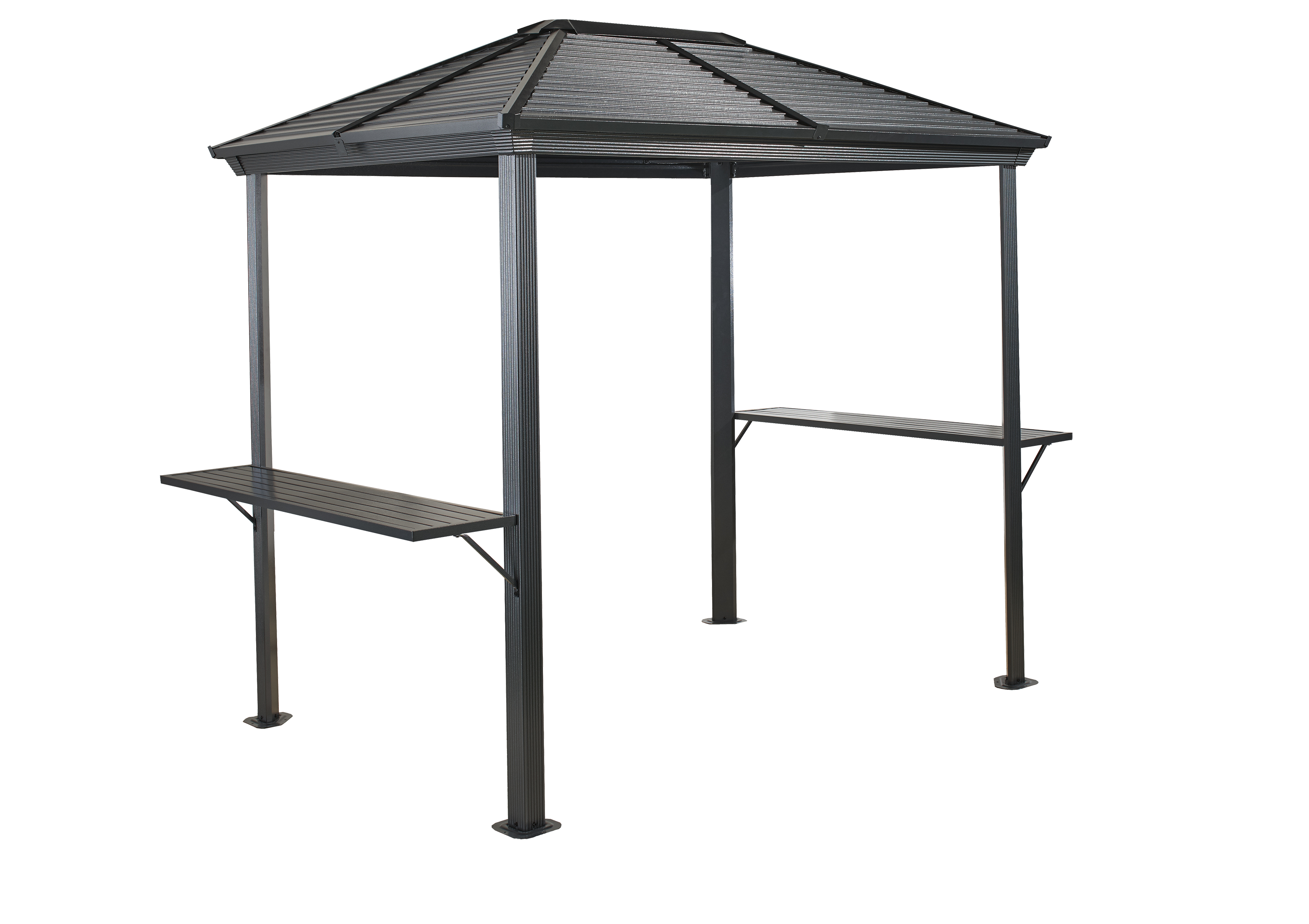 Gray 7 Ft. x 5.5 Ft. Metal Grill Gazebo with Fabric Roof