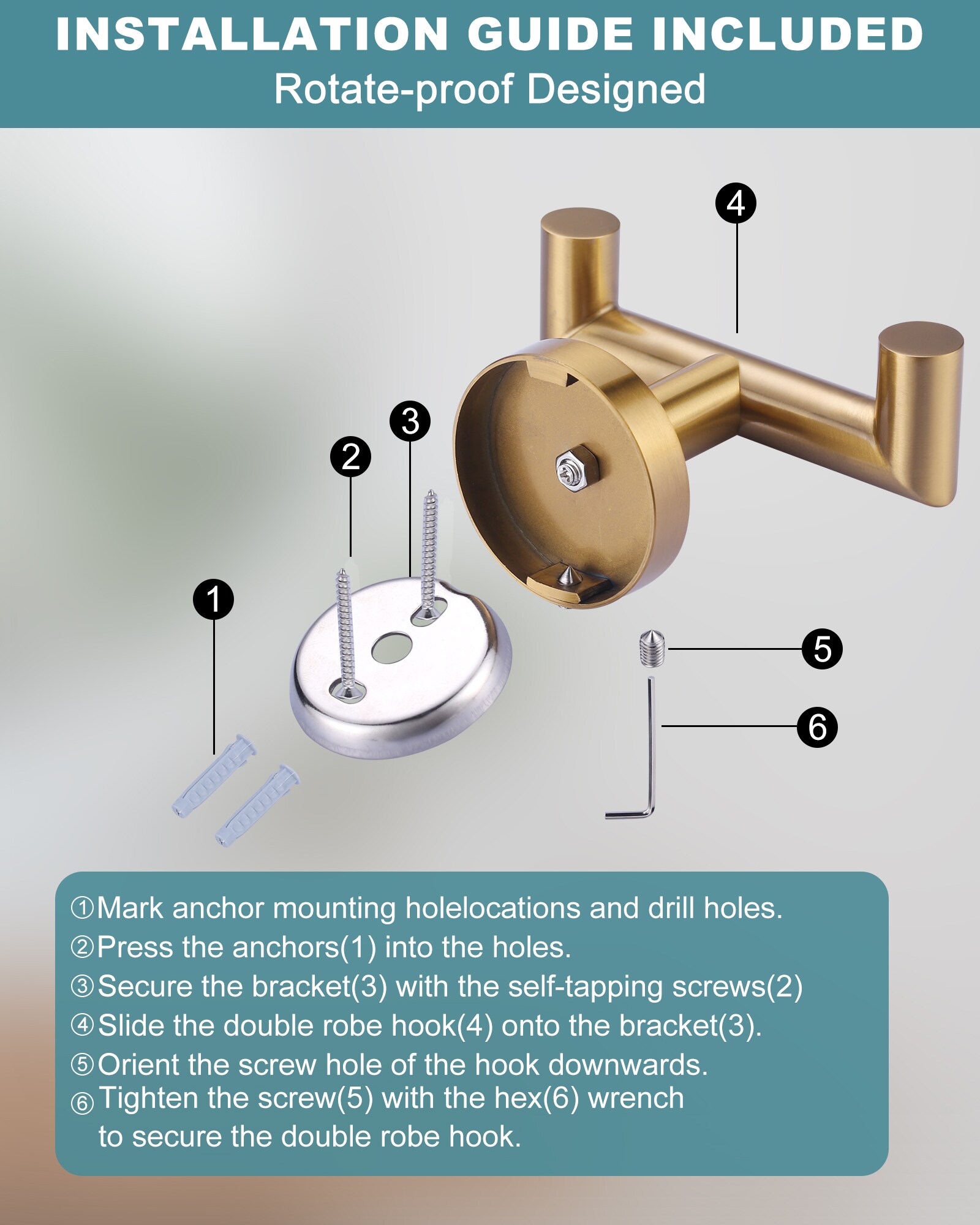 WOWOW 483307G Robe-Hooks - View #5