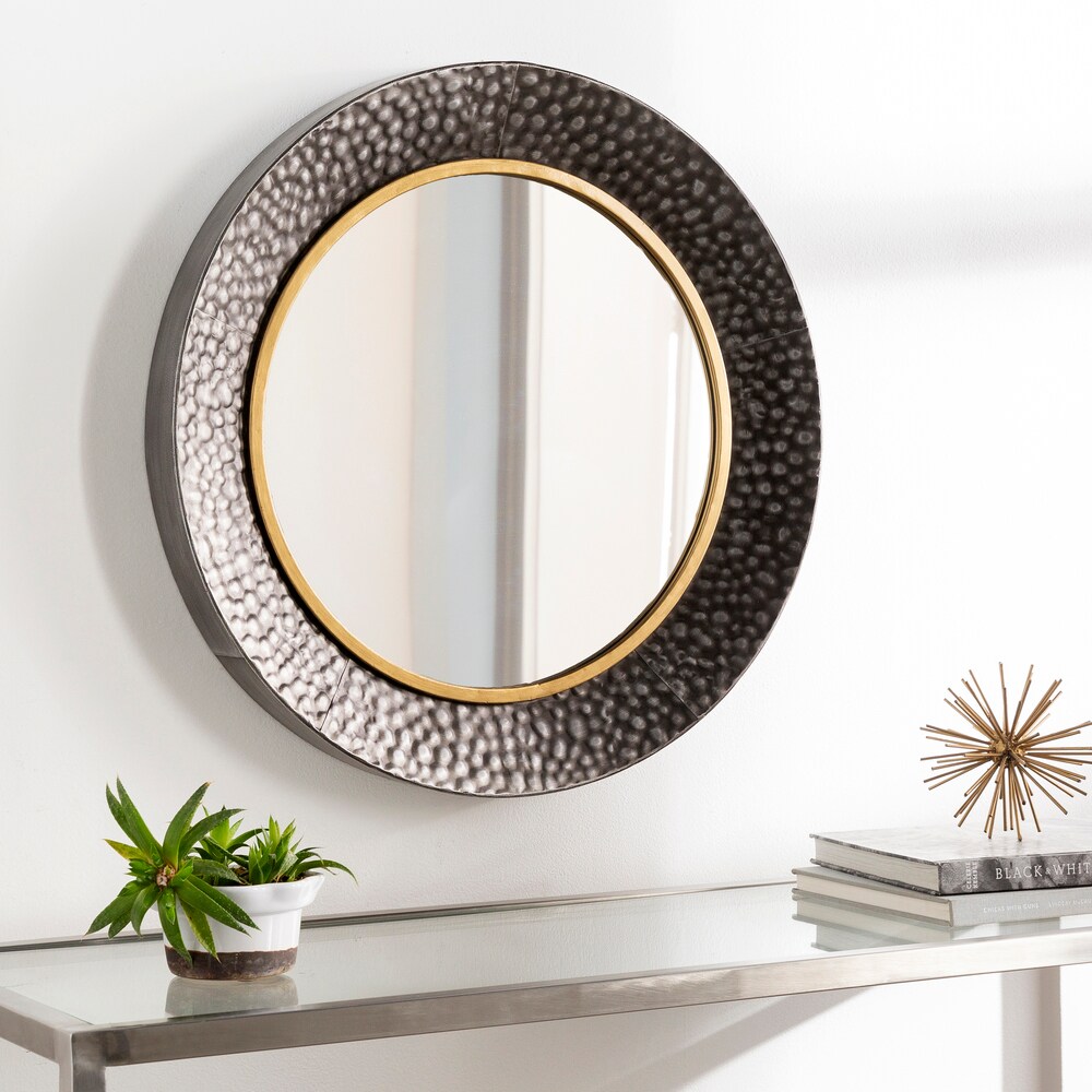 Livabliss 5-in W x 28-in H Round Gold Framed Wall Mirror at Lowes.com