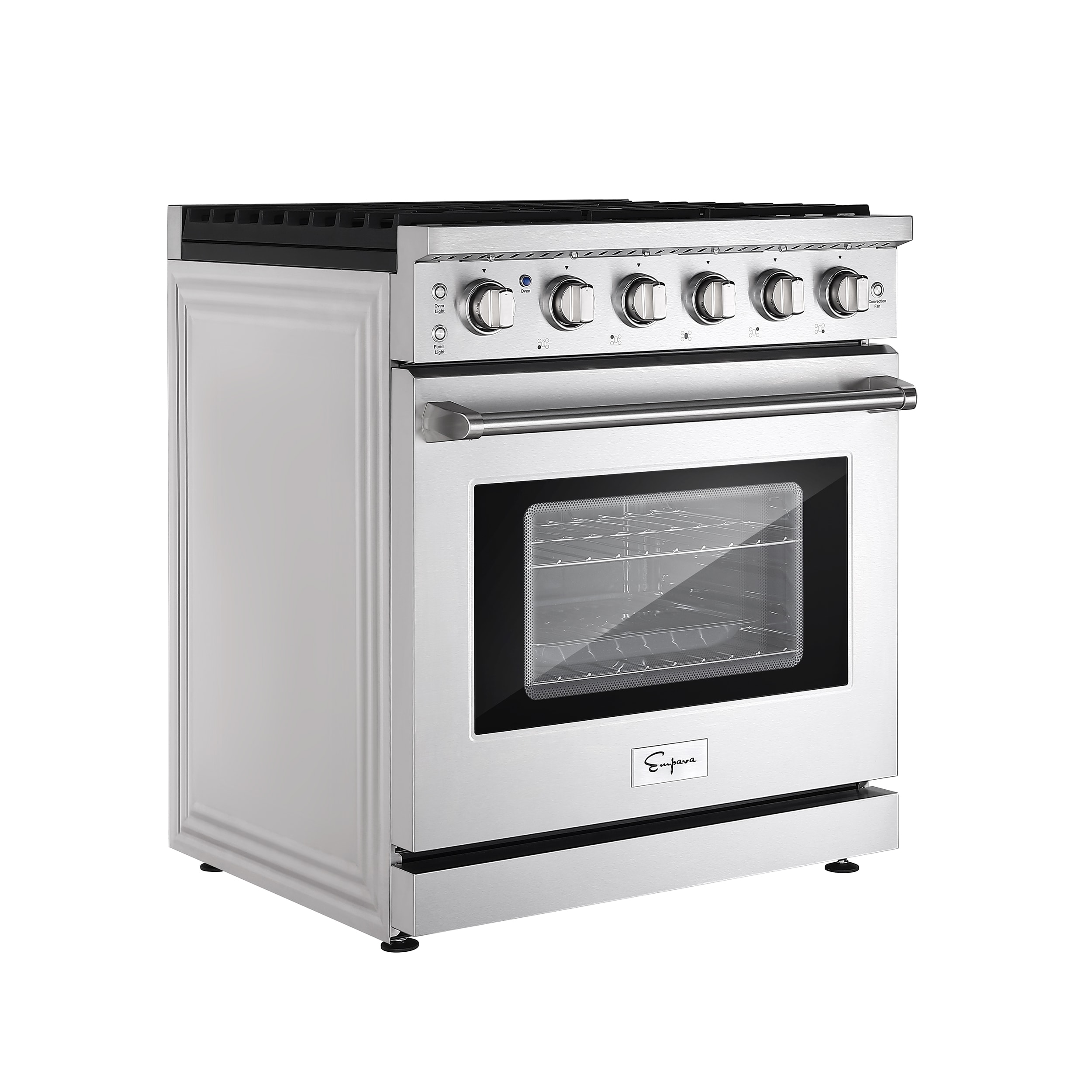  Empava 30 Inch Slide-In Freestanding Gas Range with 4 Sealed  Burners Cooktop-4.2 Cu. Ft. Convection Oven Capacity with Mechanical Knobs  Control-Heavy Duty Cast Iron Grates in Stainless Steel : Appliances