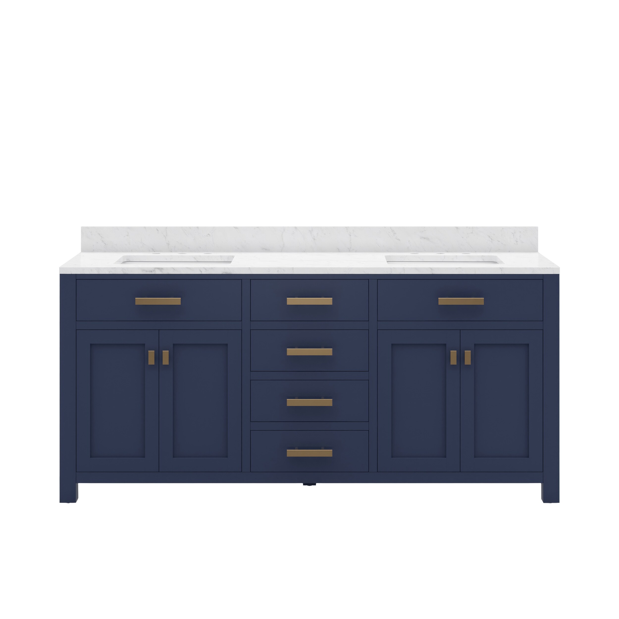 Madison 72" Monarch Blue Double Sink Vanity with Carrara Marble Top