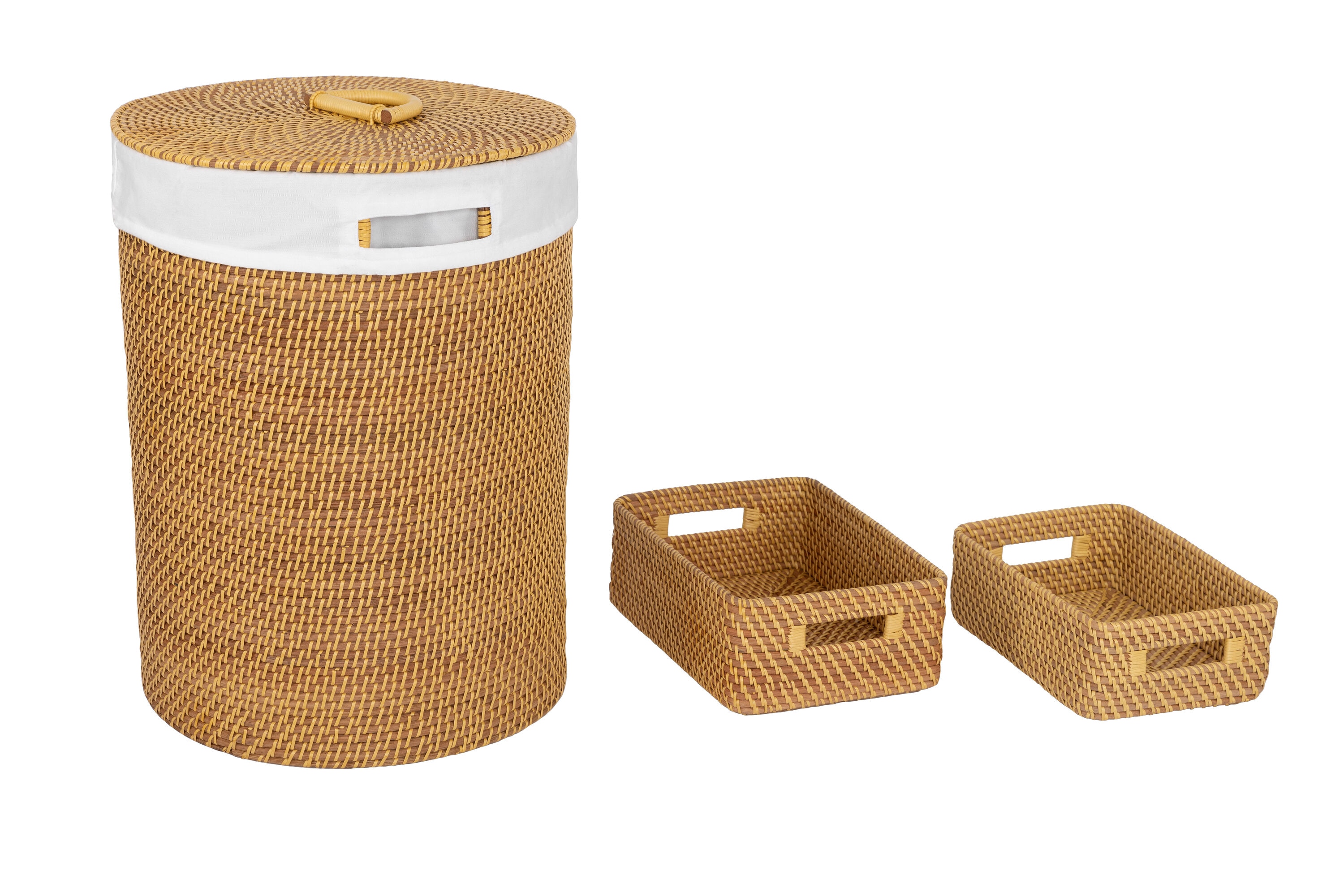 Seville Classics Premium Handwoven Portable Laundry Bin Basket with  Carrying Handles, Household Storage for Clothes, Linens, Sheets, Toys,  Water