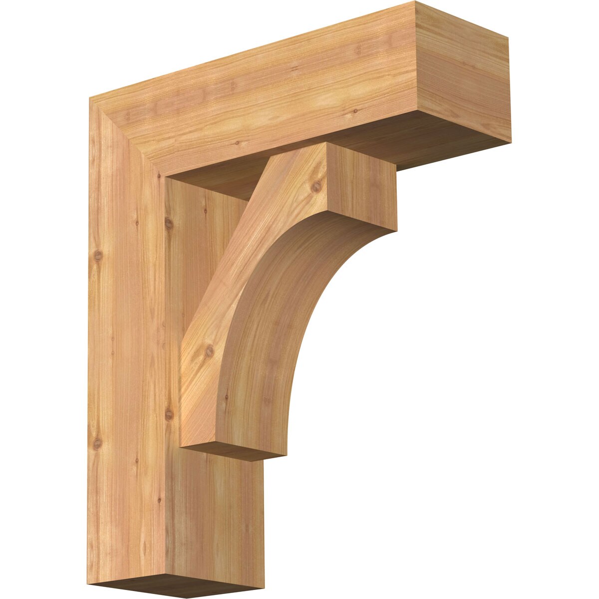 Ekena Millwork 1464471 Westlake Block Smooth Bracket with Offset Brace Western Red Cedar Wood Standard Bracket