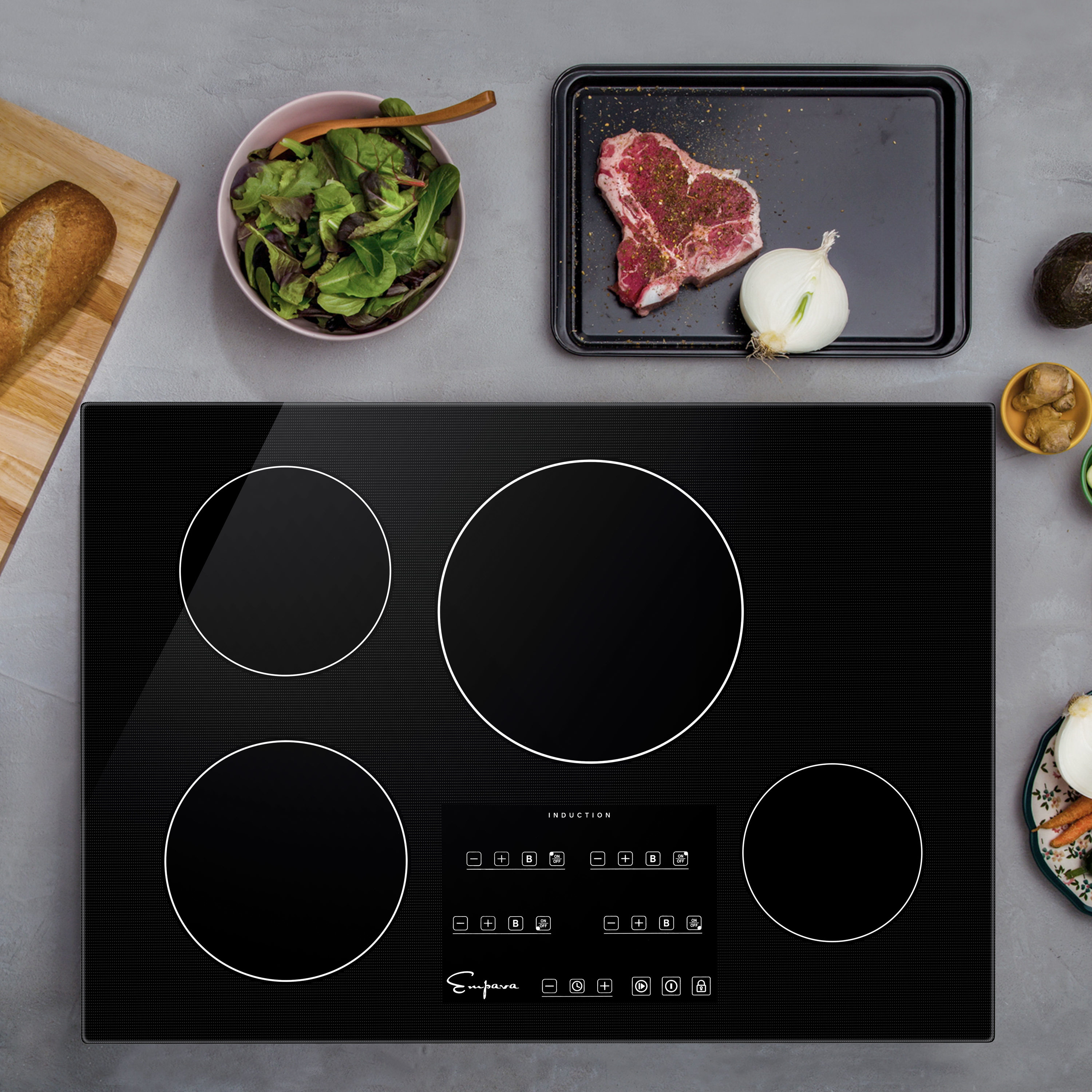 Empava 30-in 4 Burners Black Induction Cooktop with Bridge Element EMP ...