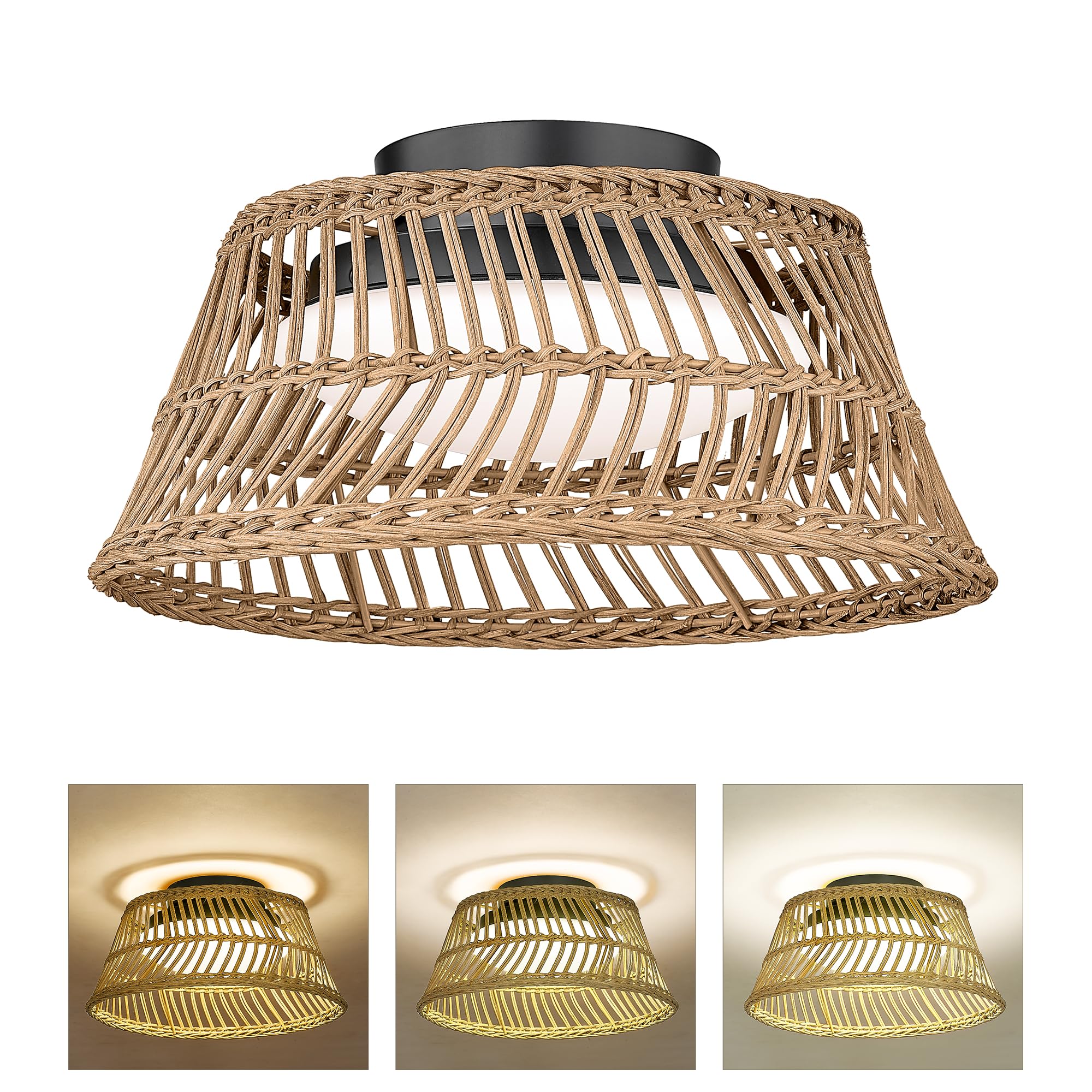 LTMATE LS5HJF82F-LED BK JAZAVA 11.8-in Yellow Integrated LED Flush Mount Light