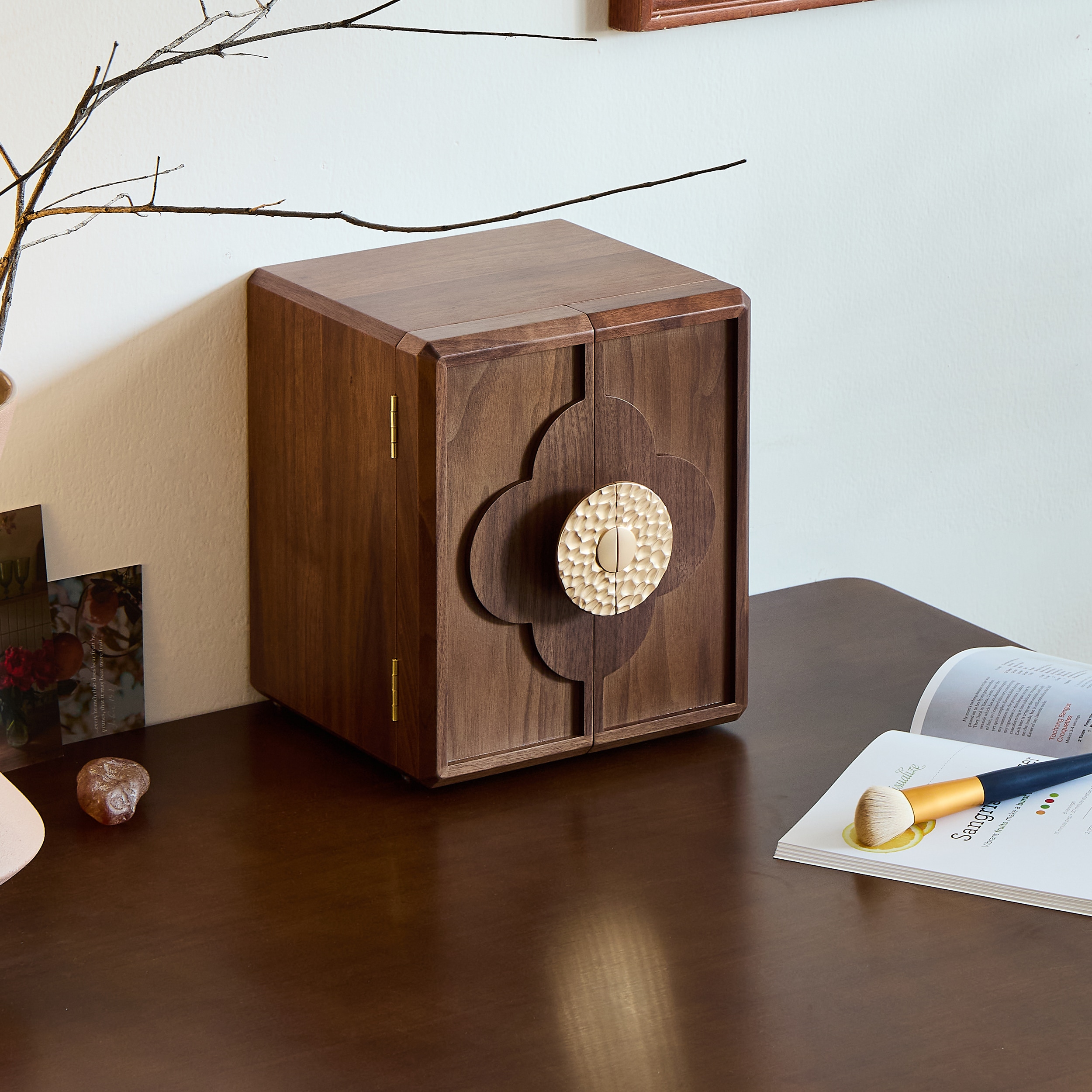  WT-2DDR Walnut Color Jewelry Armoire