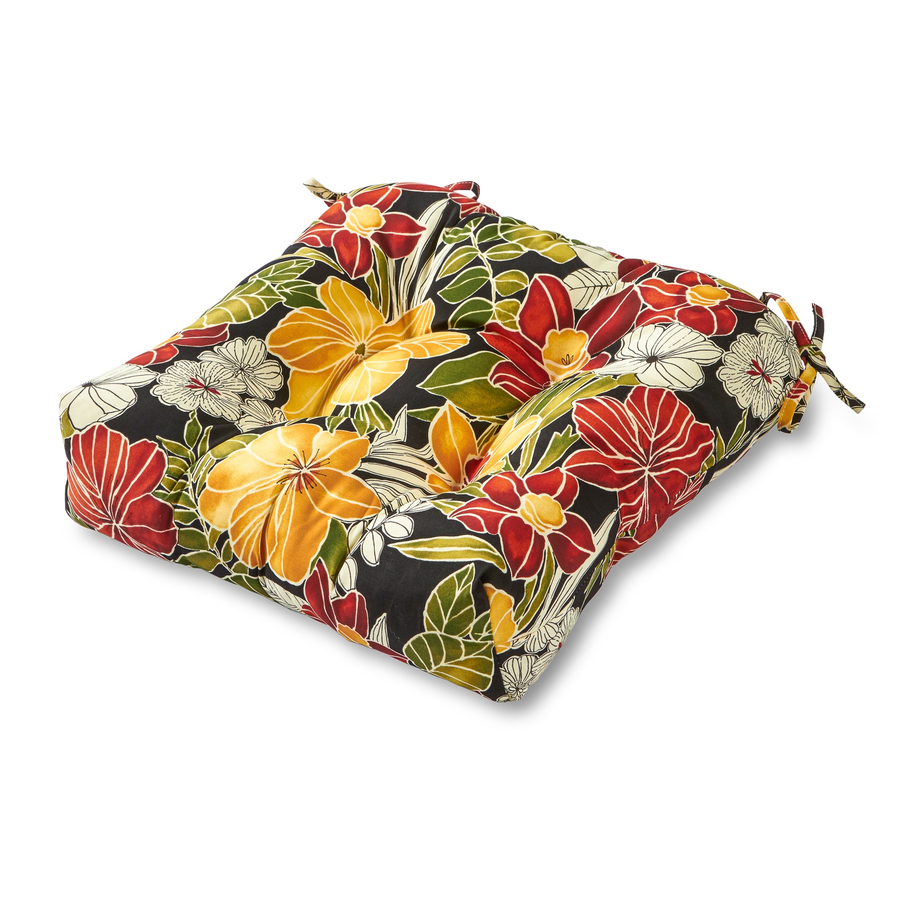 Greendale Home Fashions OC4800-ALOHA-BLACK 20-in x 20-in Aloha Black Patio chair cushion