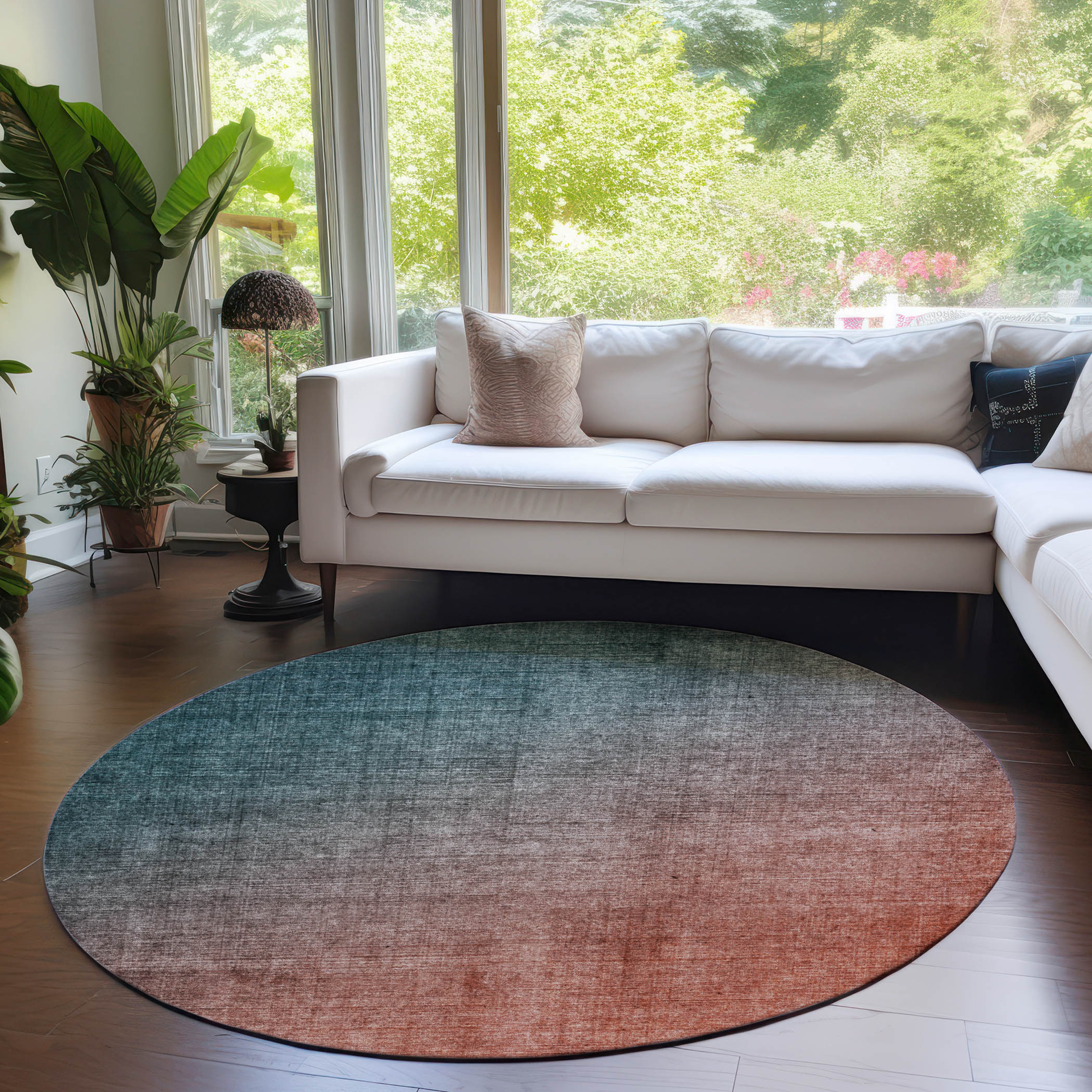 Addison Rugs ACN569TE8RO Chantille ACN569TE 8 x 8 (ft) Polyester Teal Round Indoor/Outdoor Geometric Machine washable Area rug