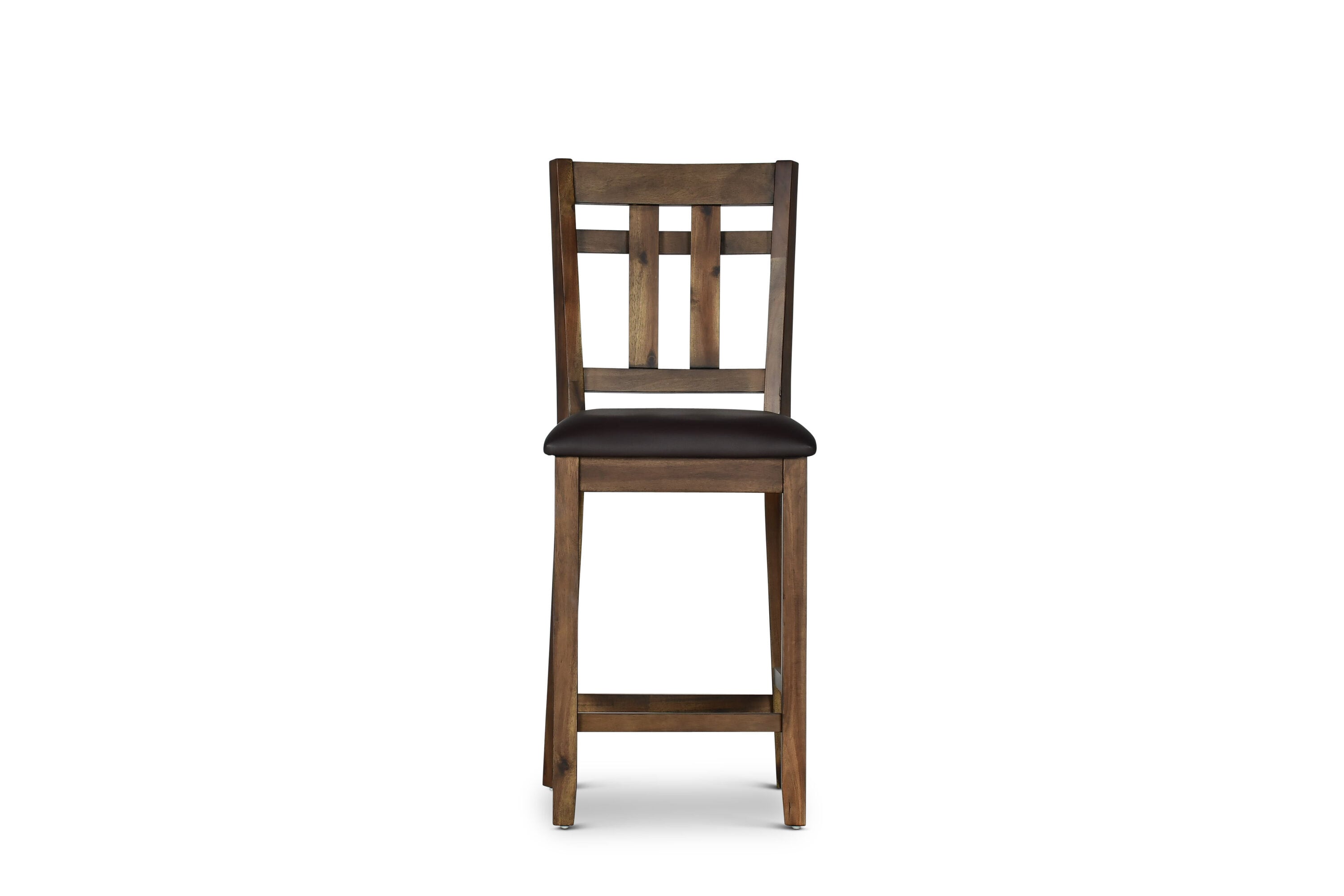 Saranac Rustic Brown Wood and Faux Leather Counter Chair