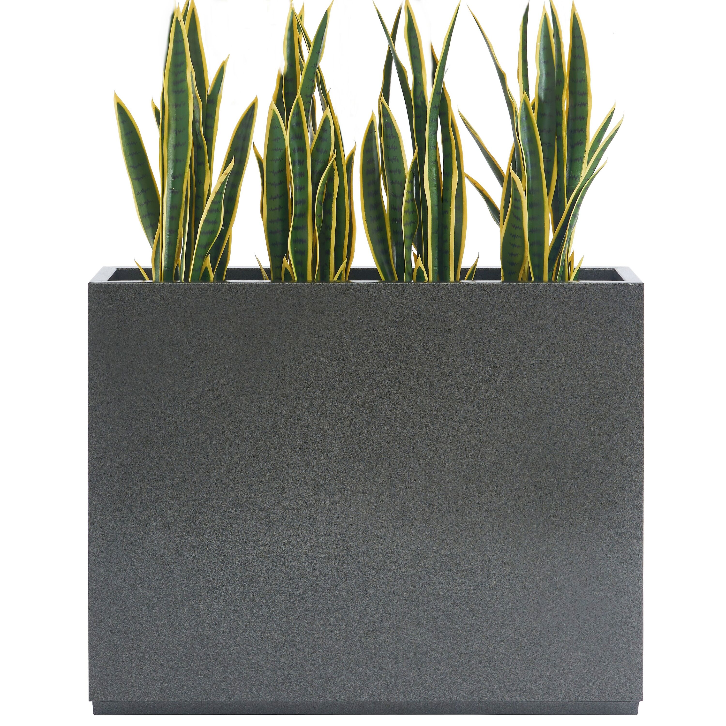 EDYO LIVING HCMP001-GR Rectangle 38-in W Extra Large Gray Metal Contemporary/Modern Indoor/Outdoor Planter with Drainage Holes