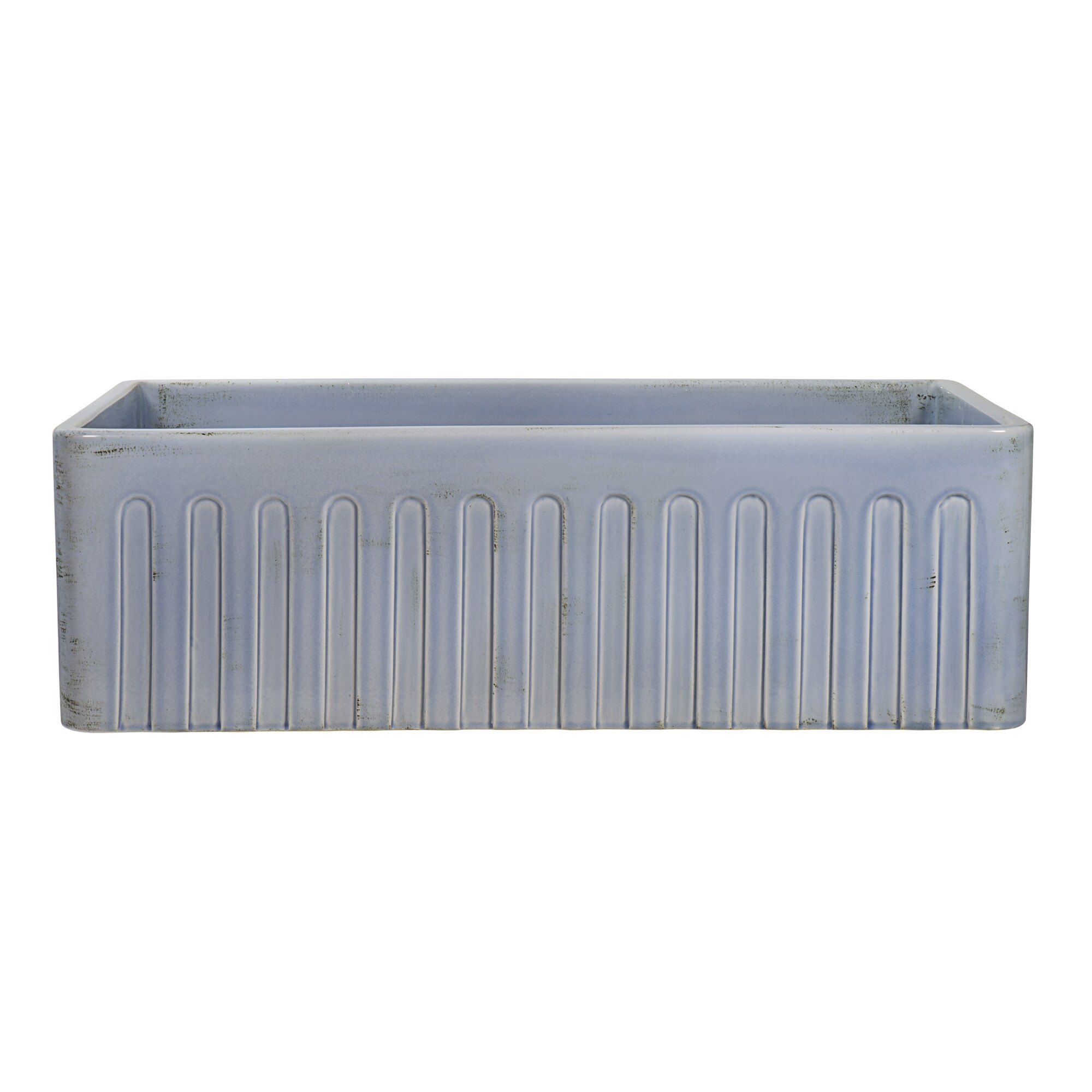 Distressed Coastal Blue Fireclay Farmhouse Apron-Front Kitchen Sink