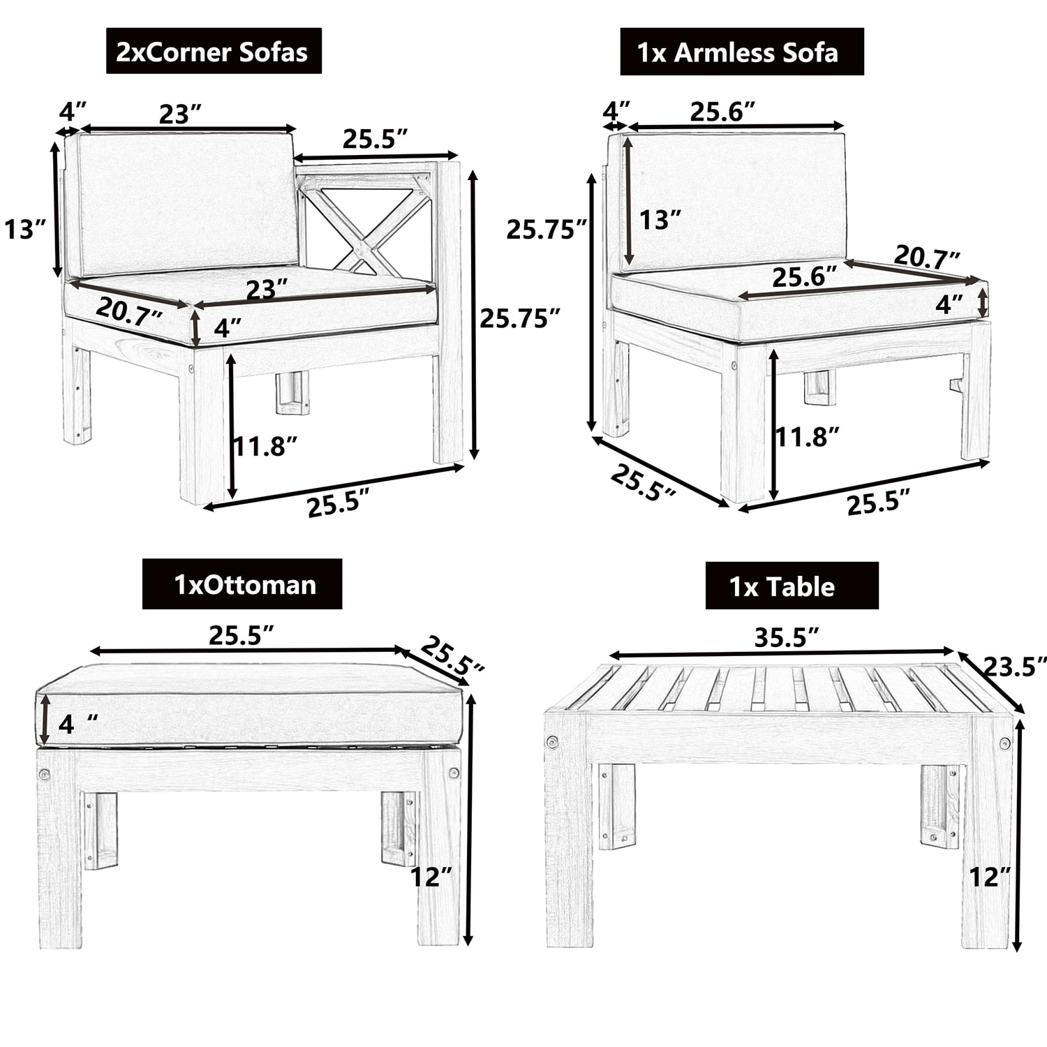 SINOFURN SYB840058BK Patio-Sofas-Daybeds - View #8