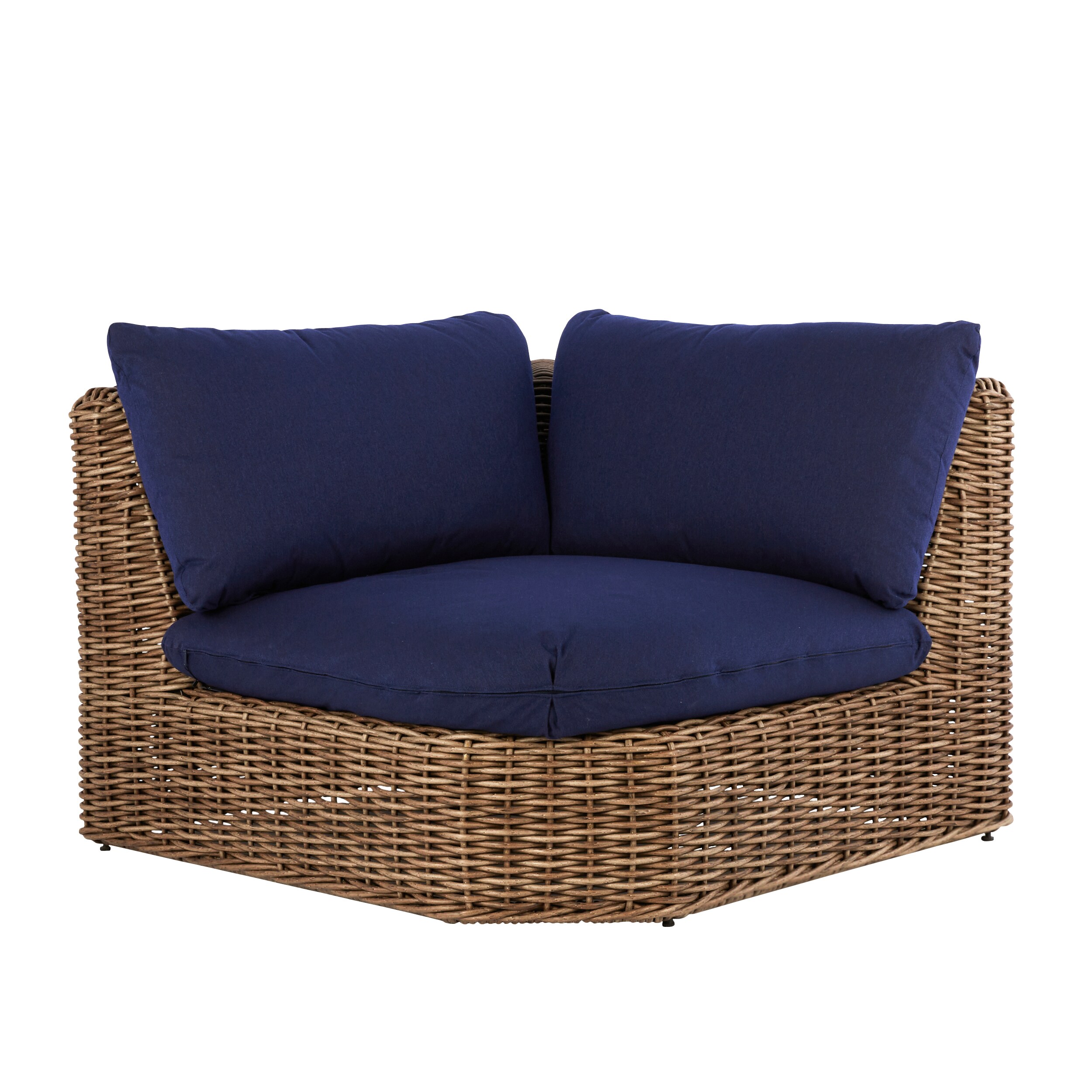 allen + roth Maitland Wicker Outdoor Loveseat with Blue Cushion(S) and Wicker Frame
