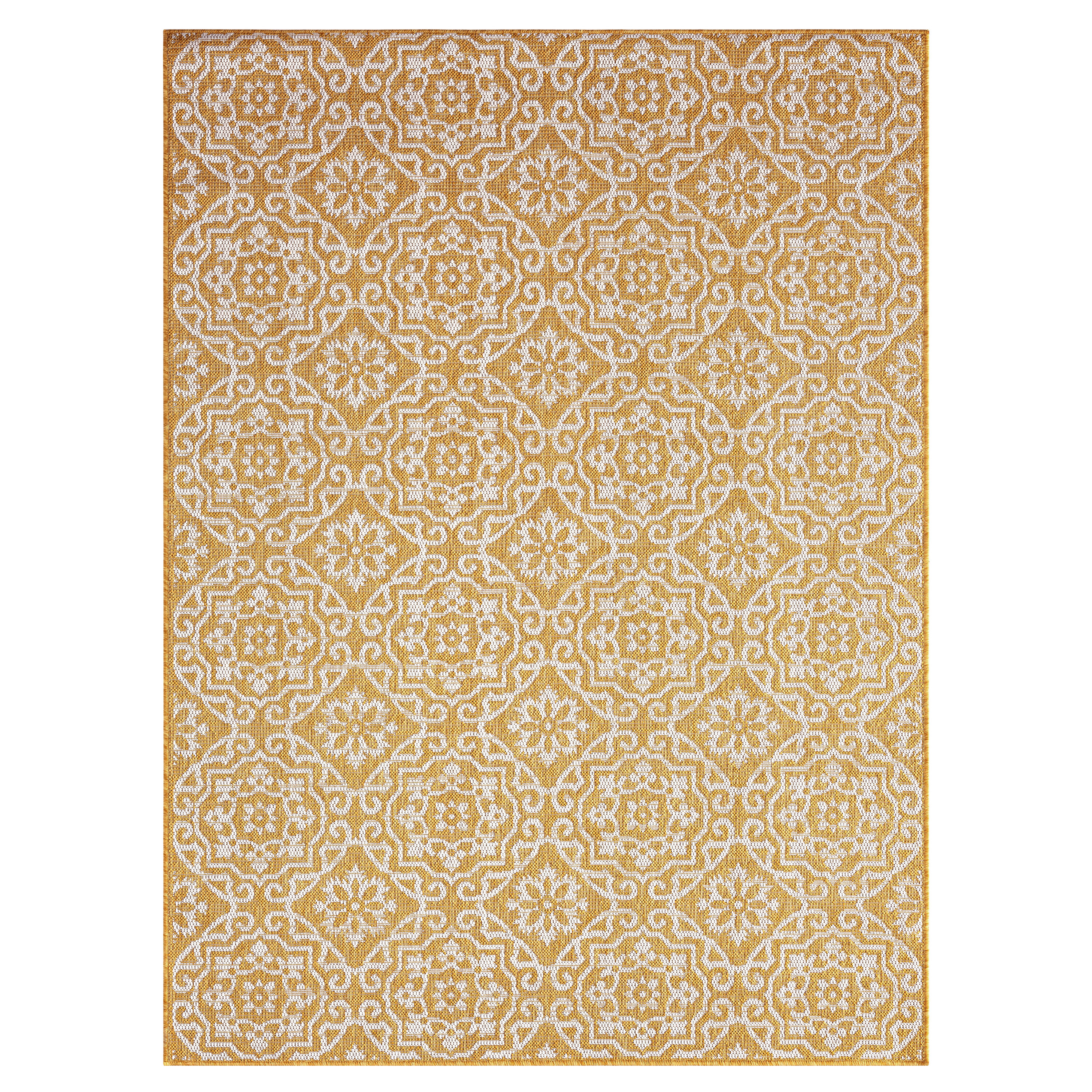 Nicole Miller 2-6681-250 5 x 7 (ft) Loomed Polypropylene Yellow Rectangular Indoor/Outdoor Geometric Area rug