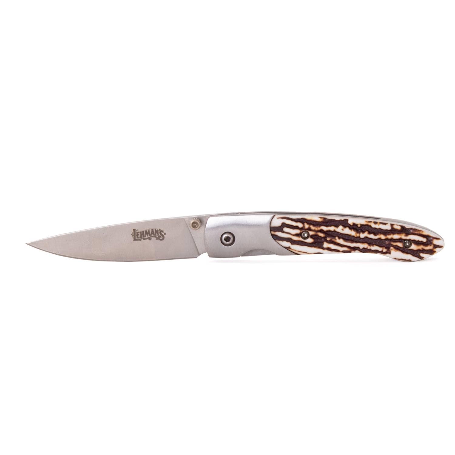 Lehman's Lehmans Antler Lockback Folding Knife - Compact - All-Purpose Pocket Knives with Stainless Steel 3.5 inch Blade