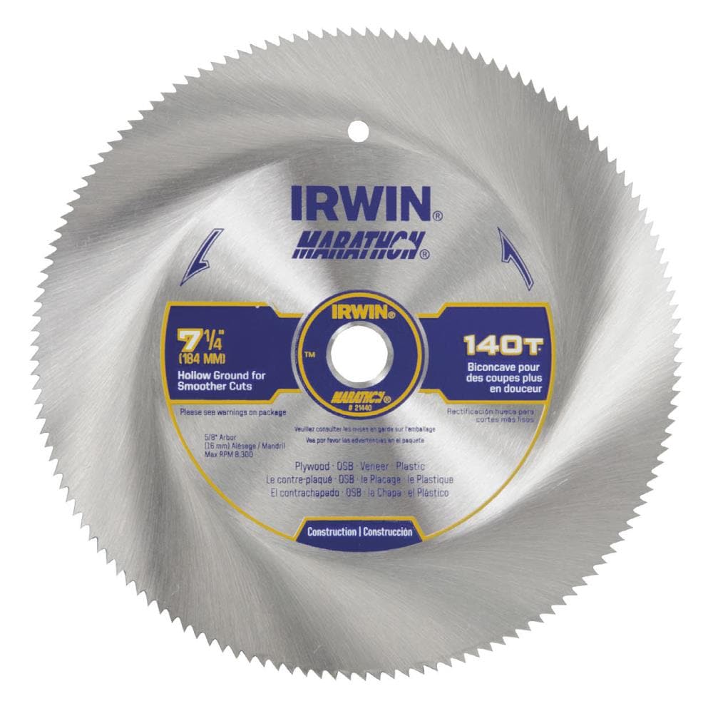IRWIN 7-1/4-in 140-Tooth Fine Finish Carbon Circular Saw Blade in the  Circular Saw Blades department at