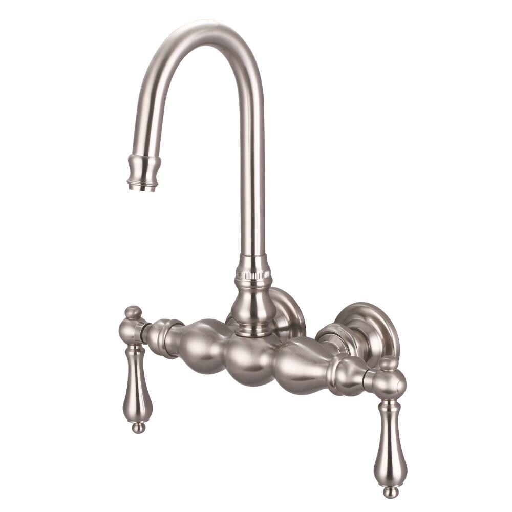 Water Creation F6-0014-02-AL F6 Brushed Nickel 3-handle Wall-mount High-arc Bathtub Faucet with Hand Shower
