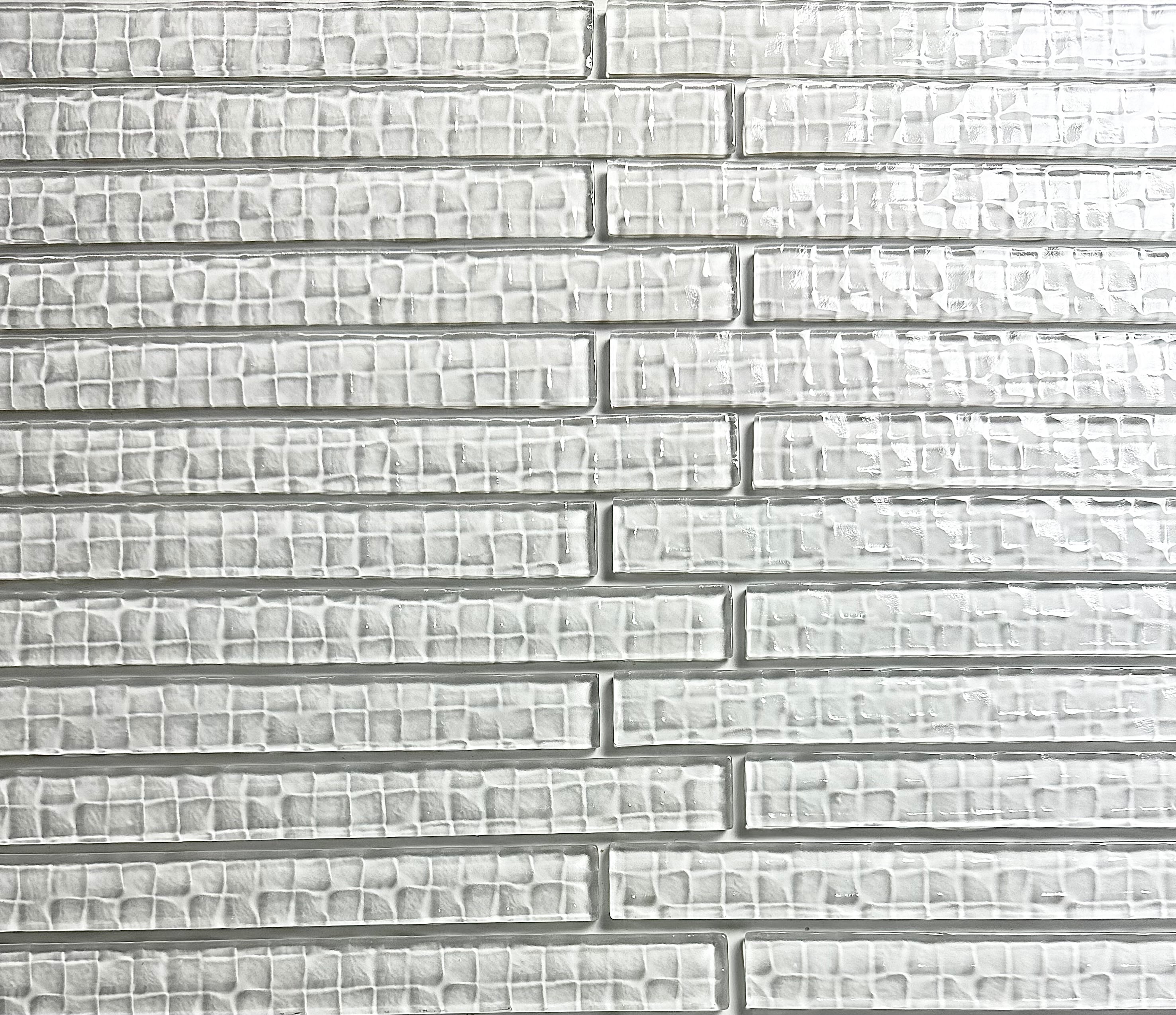 Abolos LWSMEC0112-SN Metro Cubes Snow White 1-in x 12-in Grooved Glass Border Tile ( 16-Sq. Feet / Carton ) 192 -Pack