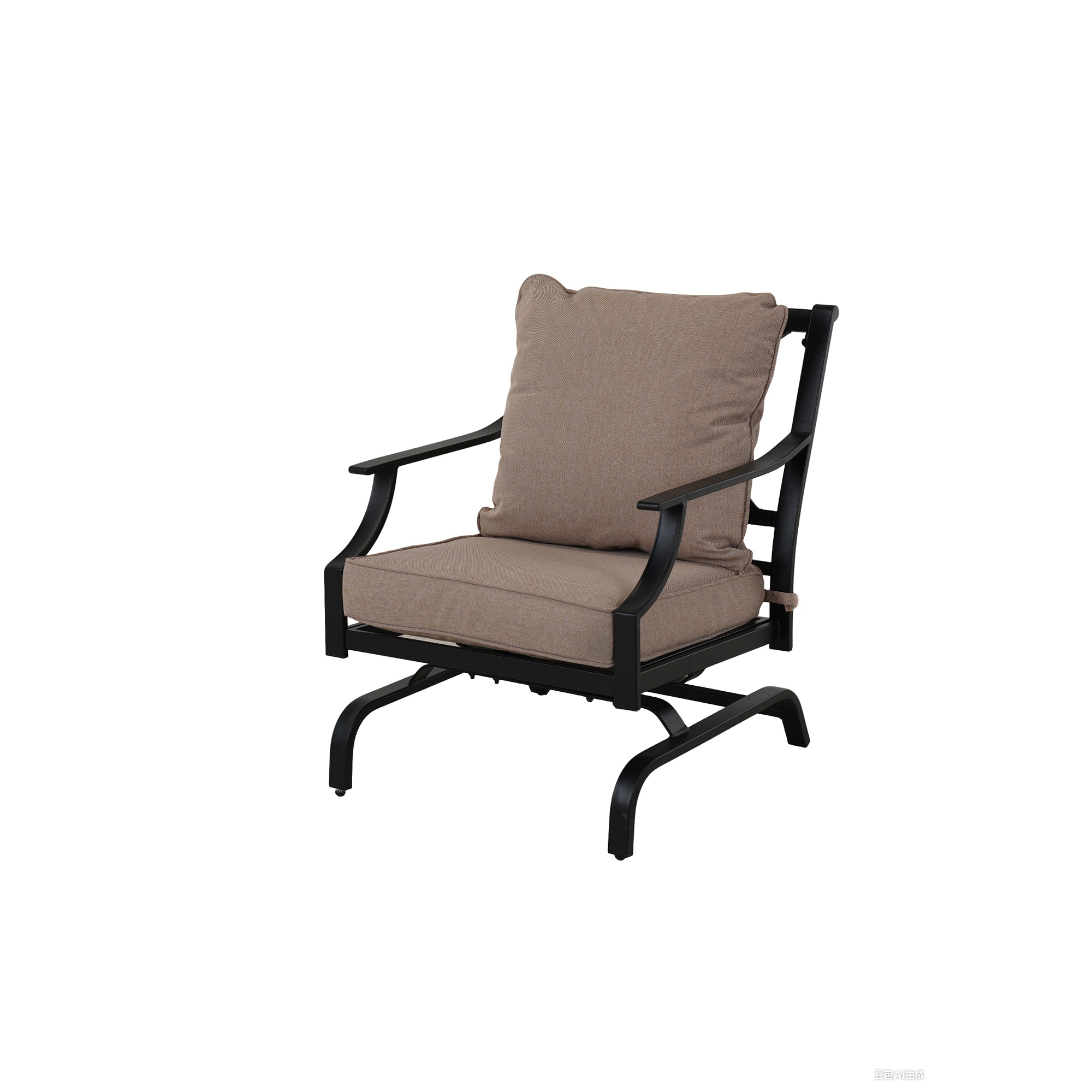 Mondawe MO7150471001002 Set of 2 Black Steel Frame Rocking Chair with Off-white Cushioned Seat