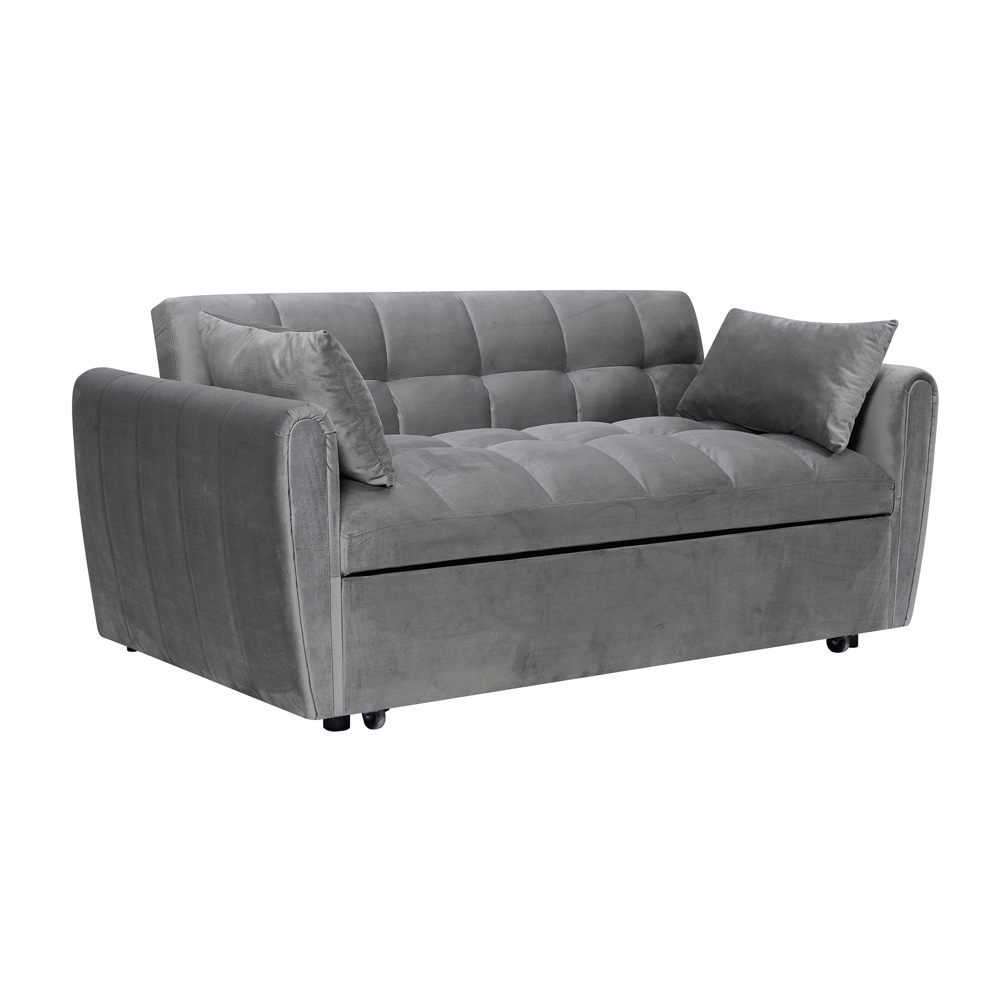 Bybafun YD2700021 64.9-in Modern Gray Velvet 2 -seater Reclining Sleeper